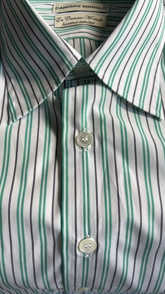 white green/grey stripes camisa shirt – Camisas Manolo