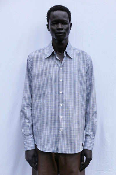 blue white multicheck normal shirt – Camisas Manolo