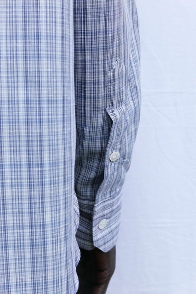 blue white multicheck normal shirt – Camisas Manolo