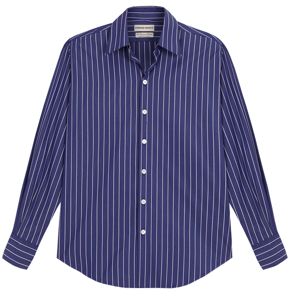 dark blue white stripes normal shirt – Camisas Manolo