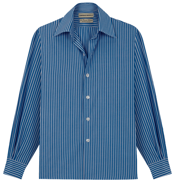 DARK BLUE/WHITE STRIPES CAMISA SHIRT – Camisas Manolo