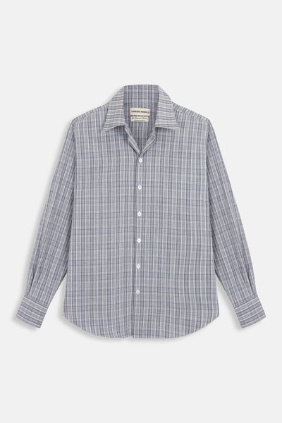 blue white multicheck normal shirt – Camisas Manolo