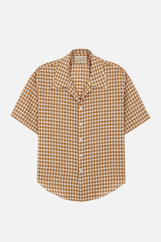 yellow gingham check school shirt – Camisas Manolo