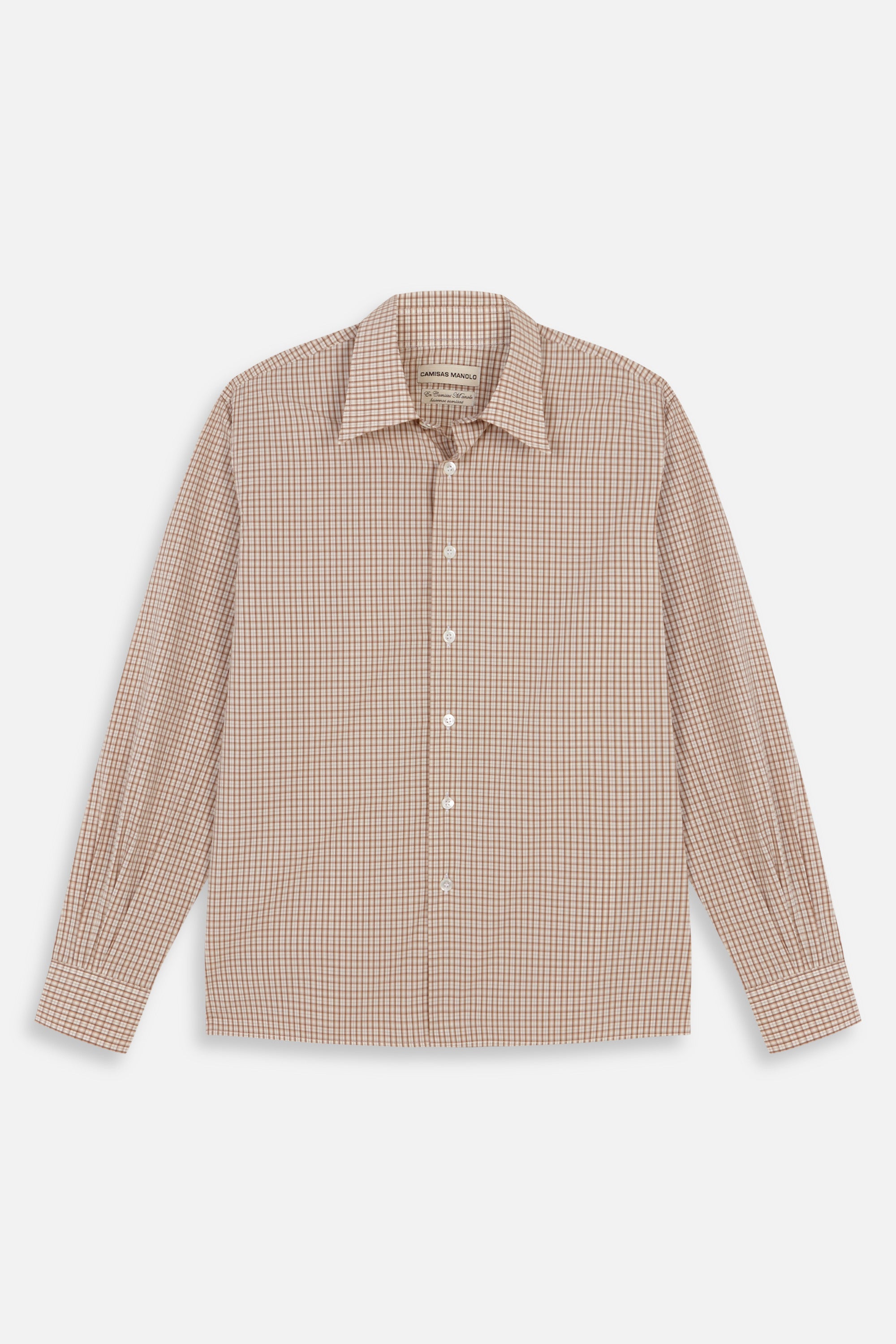 BEIGE/CAMEL CHECKS CAMISA SHIRT