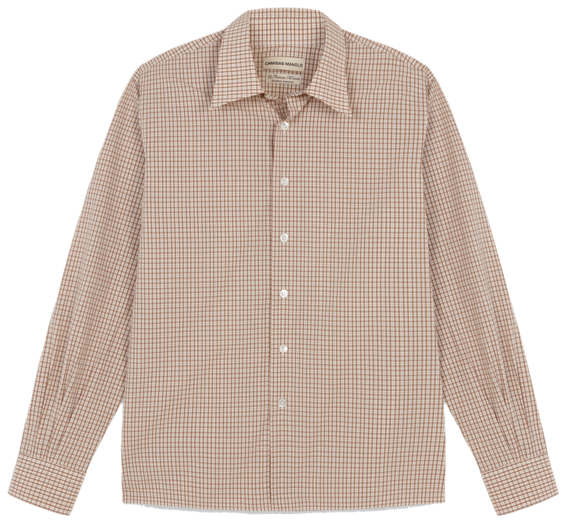 BEIGE/CAMEL CHECKS CAMISA SHIRT
