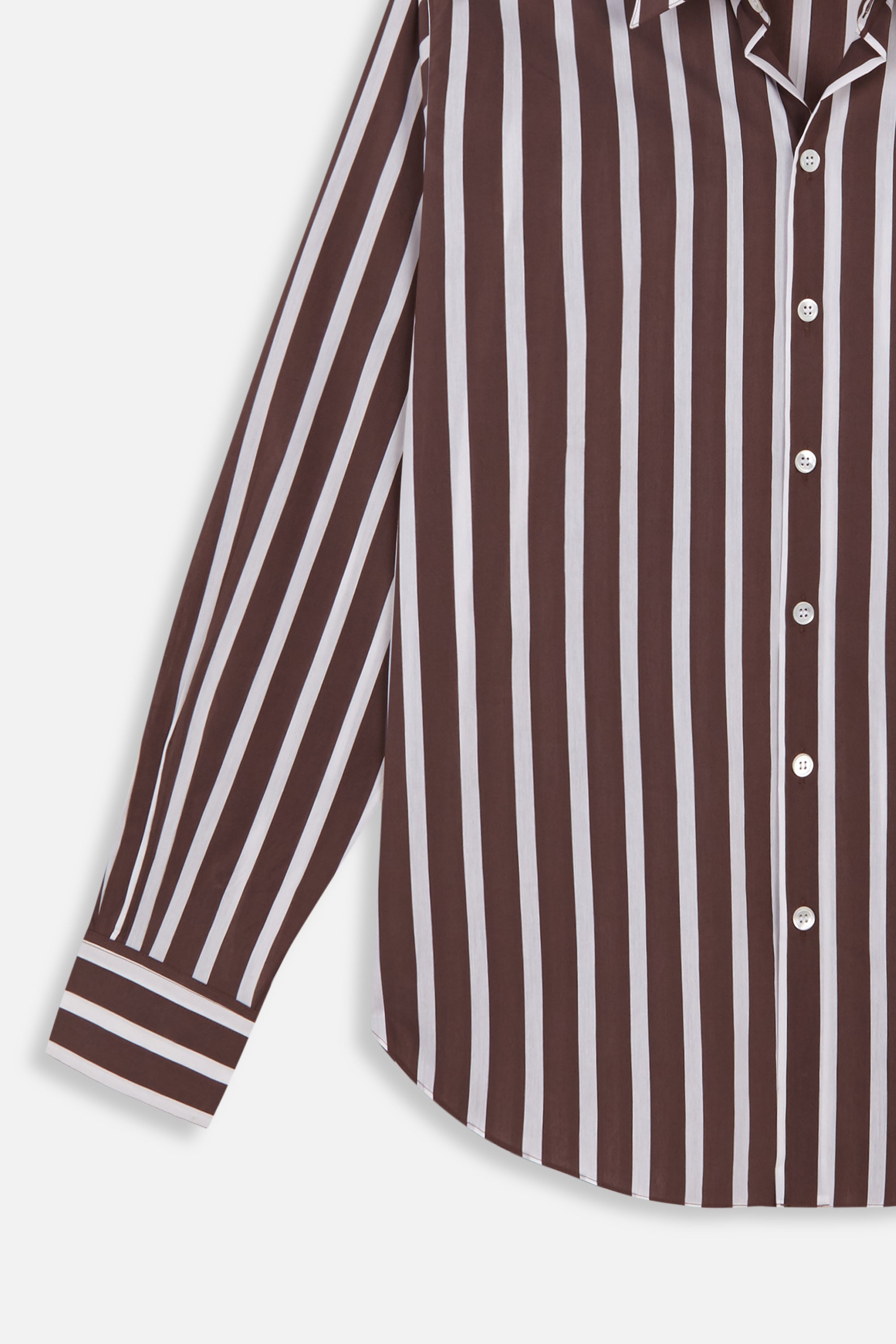 BROWN WHITE STRIPES NORMAL SHIRT