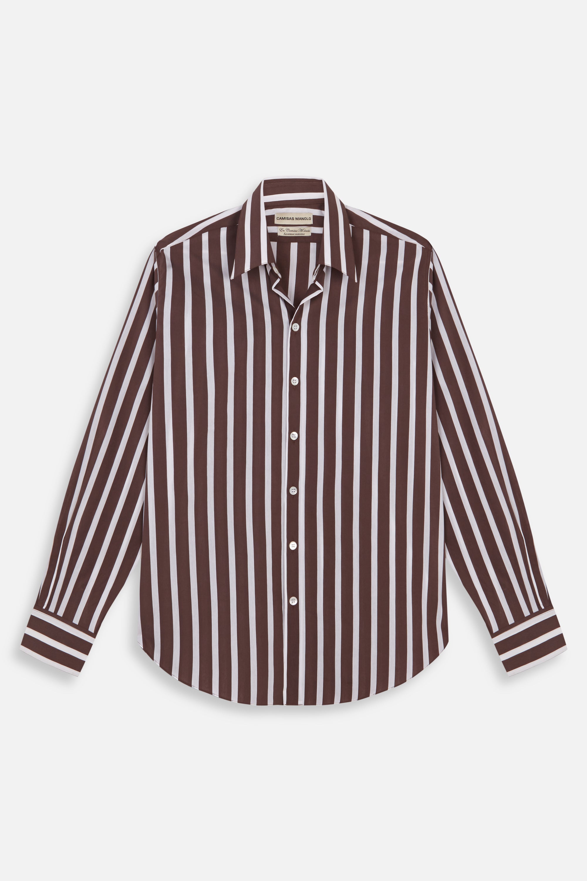 BROWN WHITE STRIPES NORMAL SHIRT