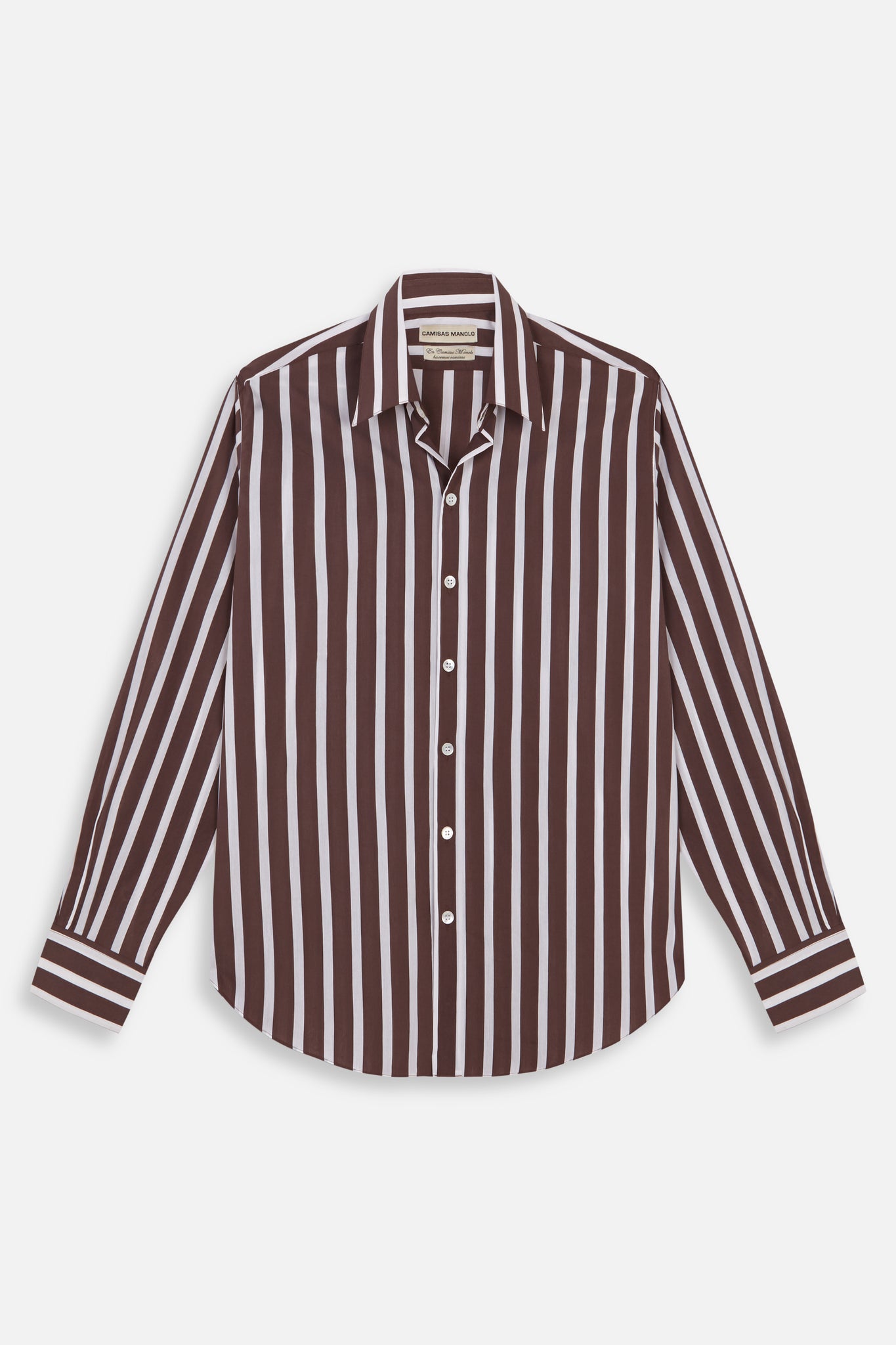 BROWN WHITE STRIPES NORMAL SHIRT