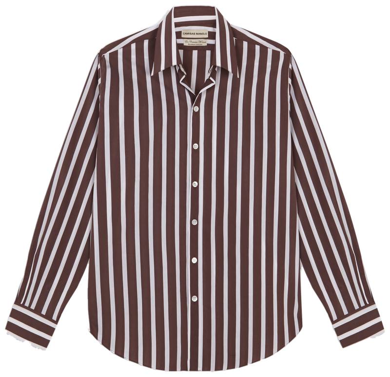 BROWN WHITE STRIPES NORMAL SHIRT