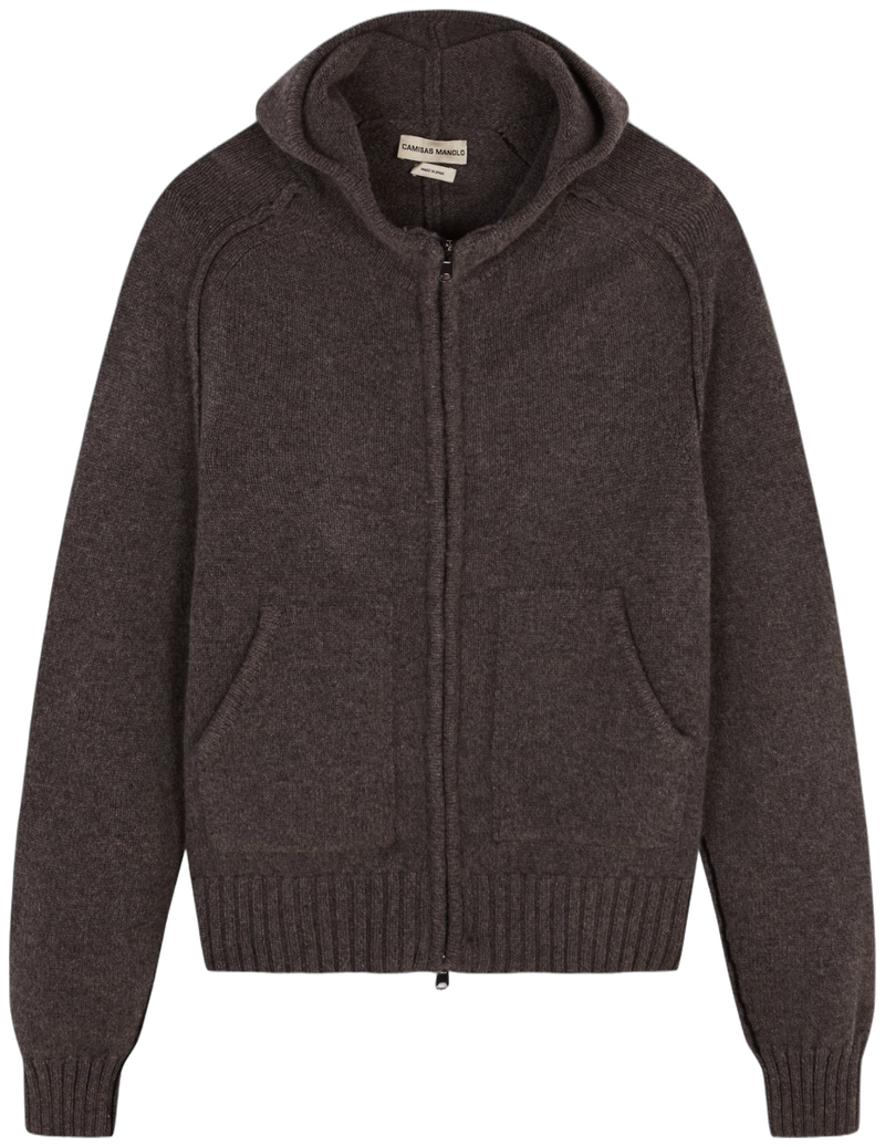 BROWN KNITTED HOODIE