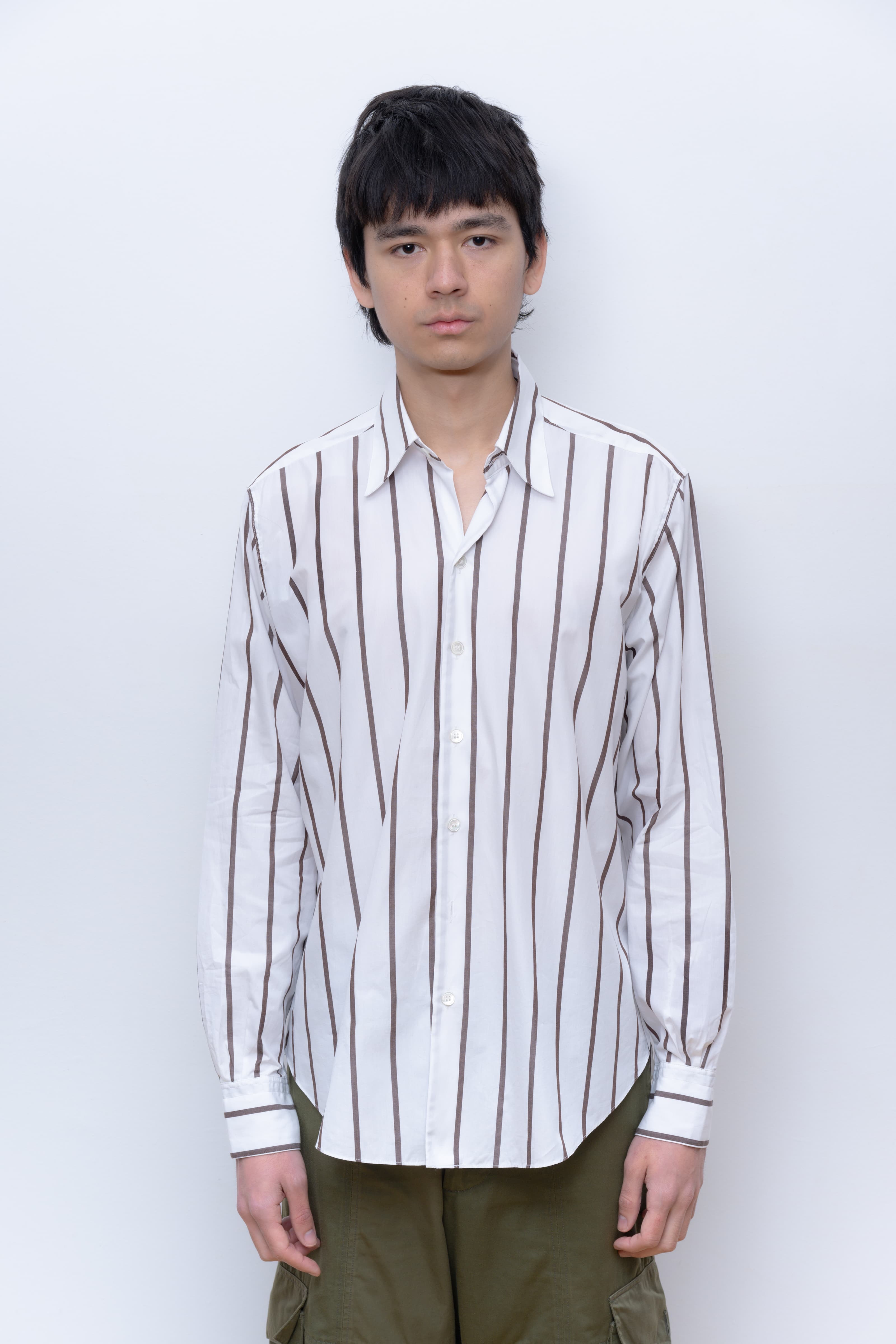 BROWN WIDE STRIPES NORMAL SHIRT