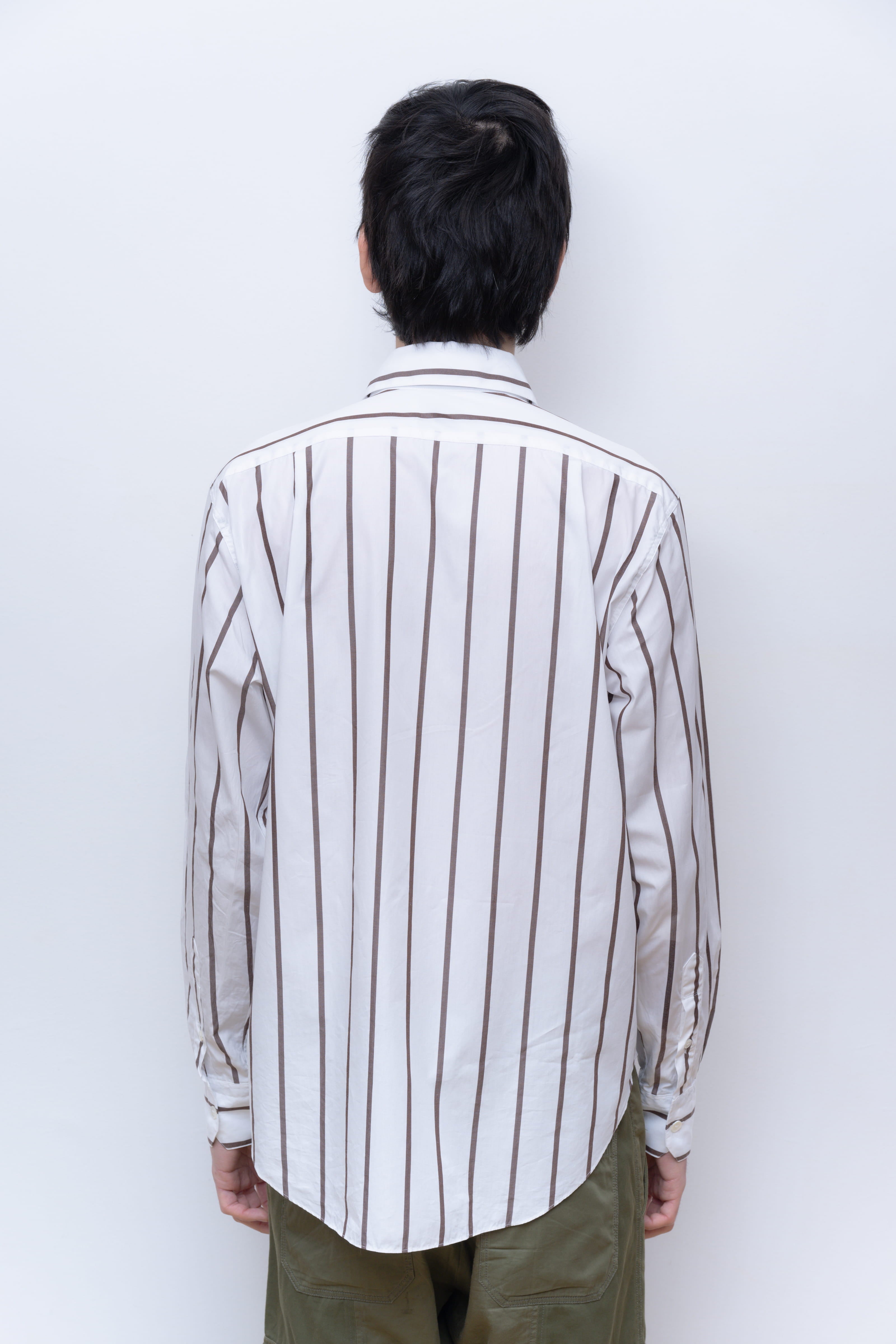 BROWN WIDE STRIPES NORMAL SHIRT