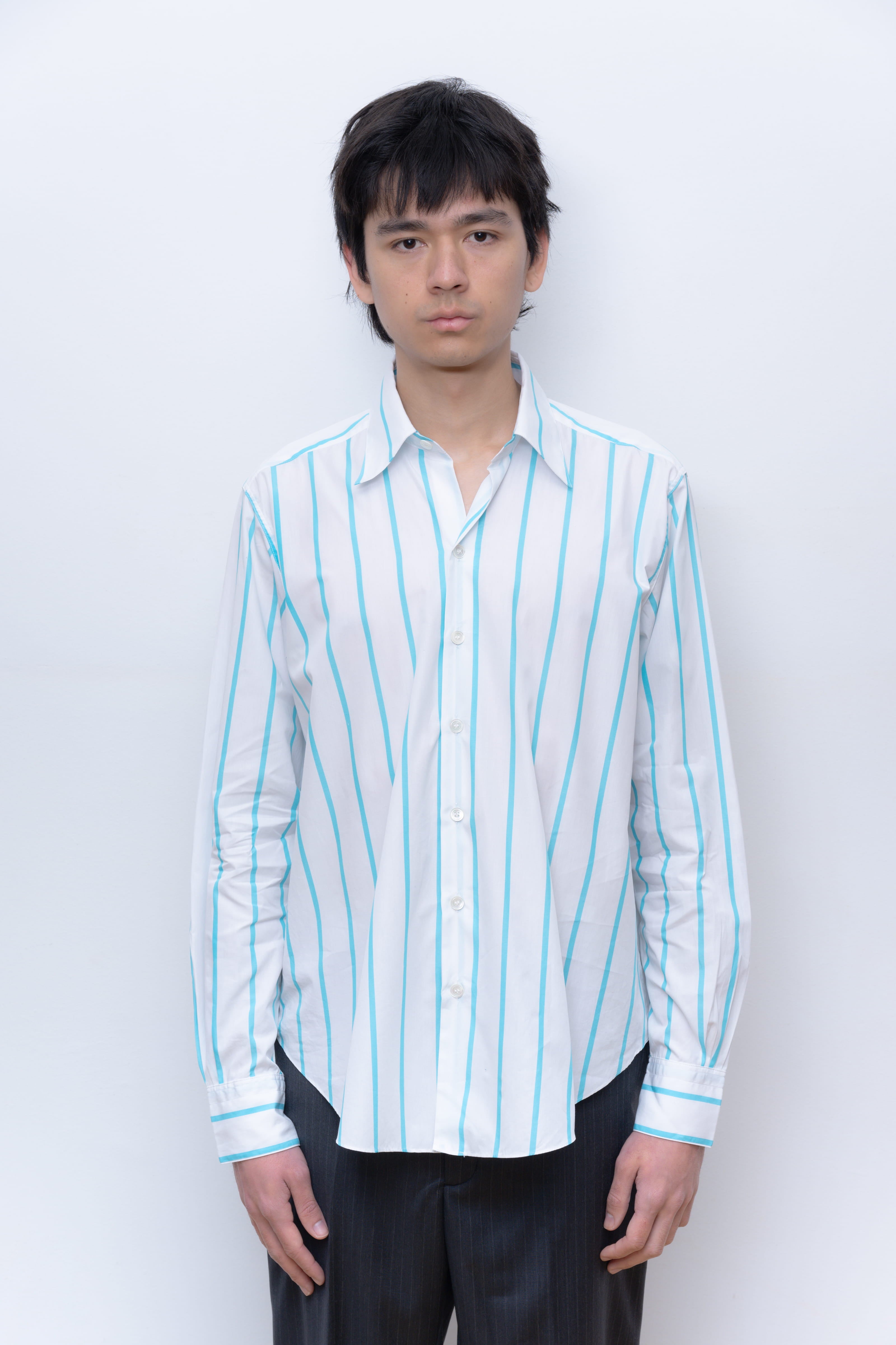 LIGHT BLUE WIDE STRIPES NORMAL SHIRT