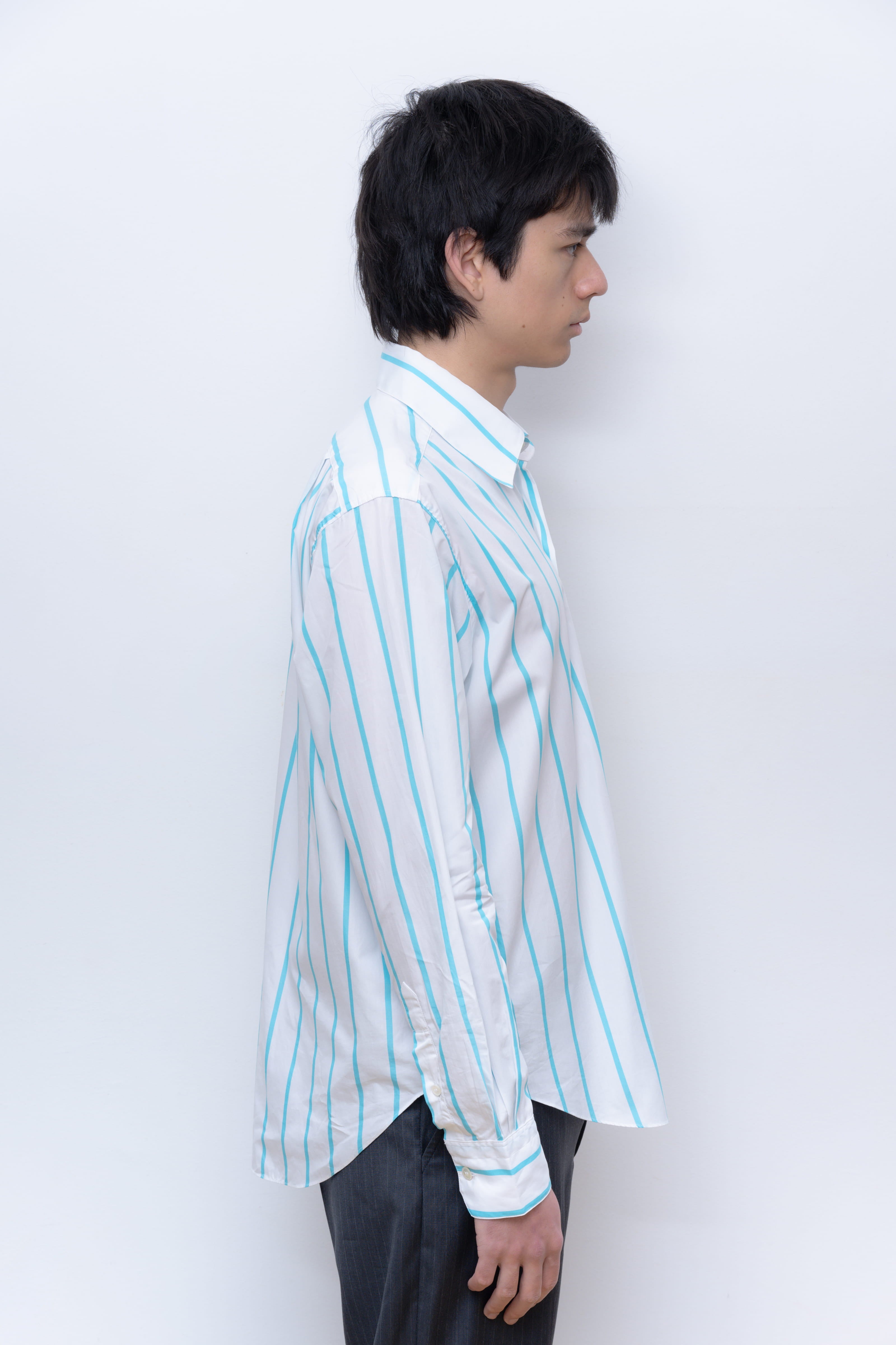 LIGHT BLUE WIDE STRIPES NORMAL SHIRT