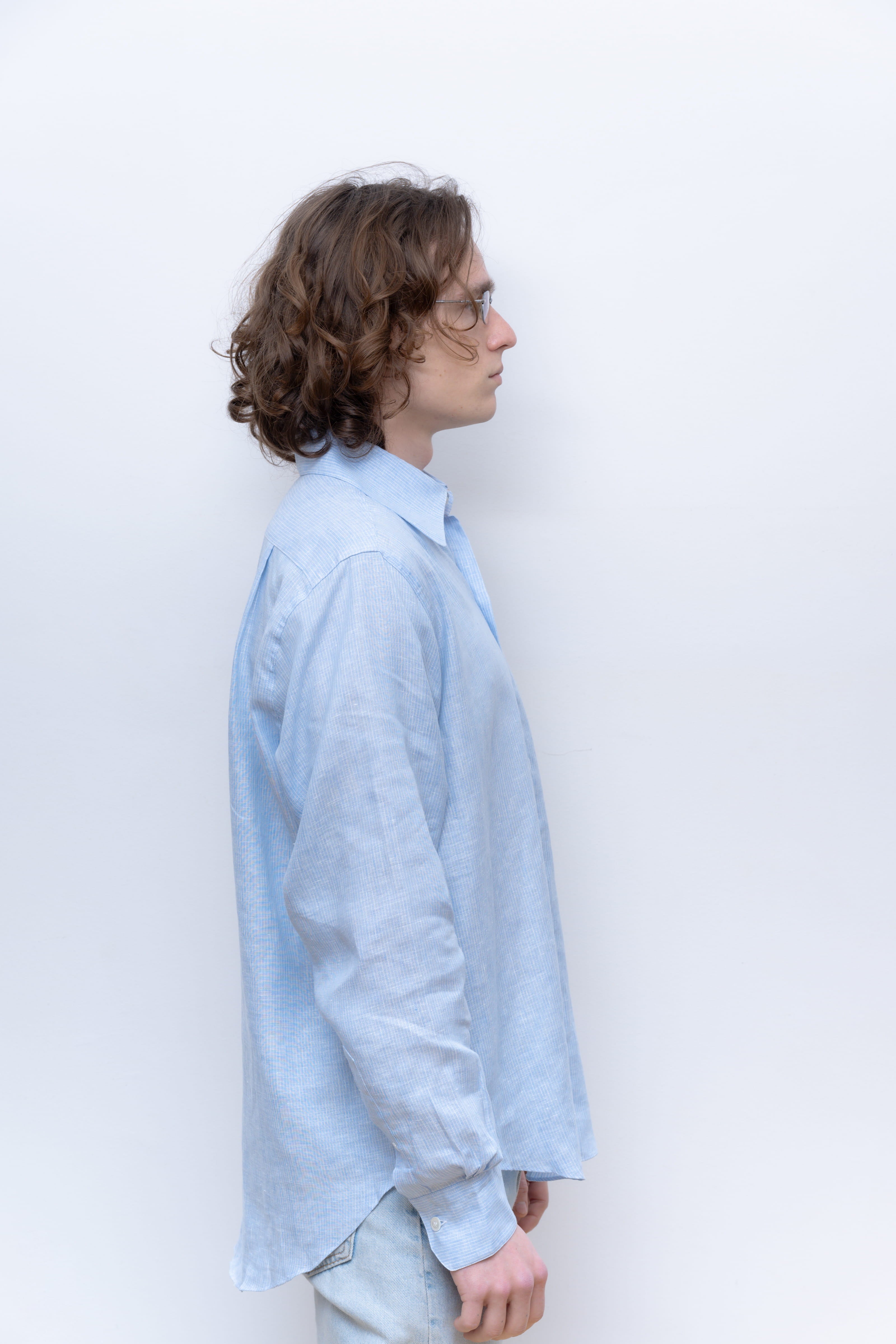 LIGHT BLUE WHITE STRIPES NORMAL SHIRT