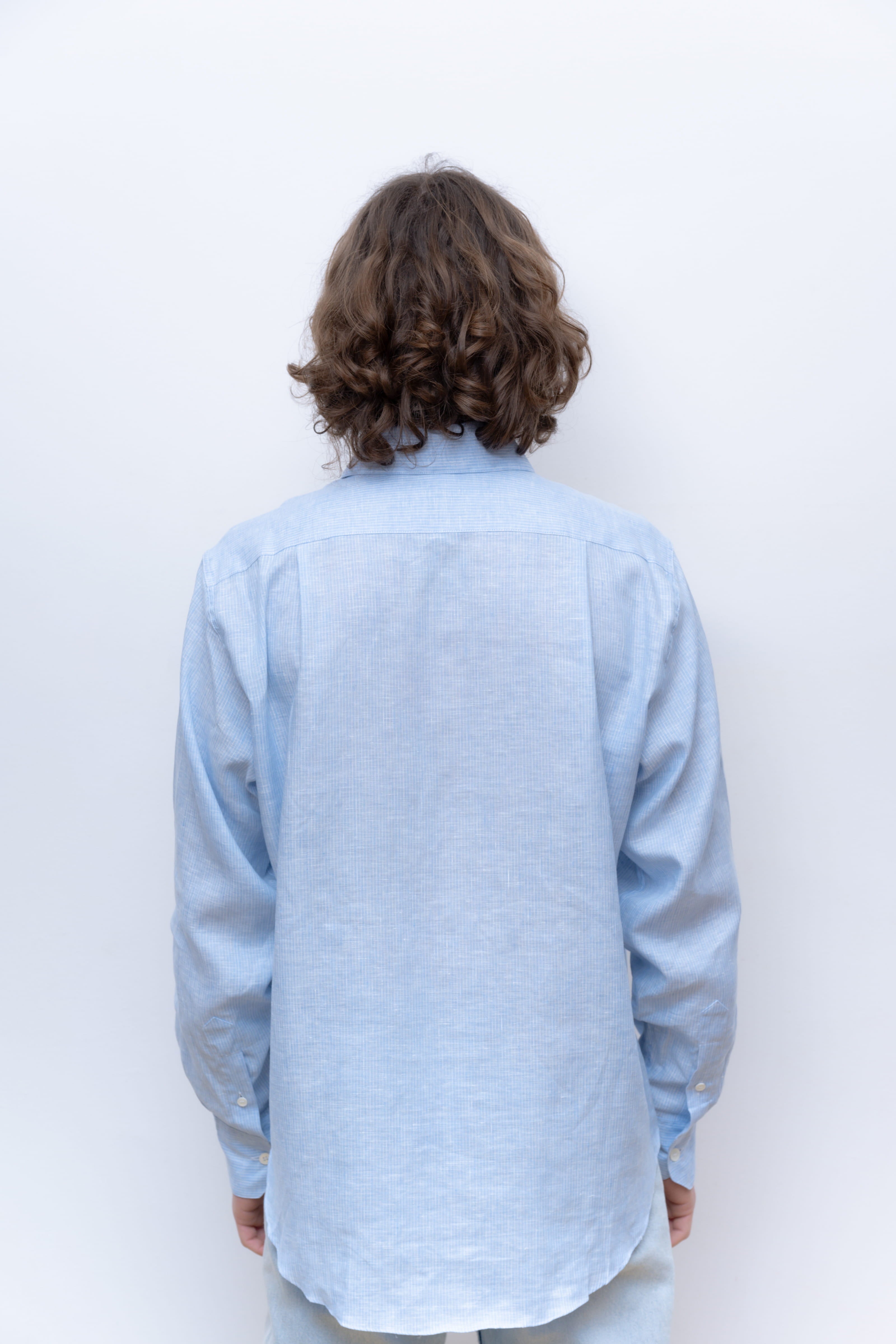 LIGHT BLUE WHITE STRIPES NORMAL SHIRT