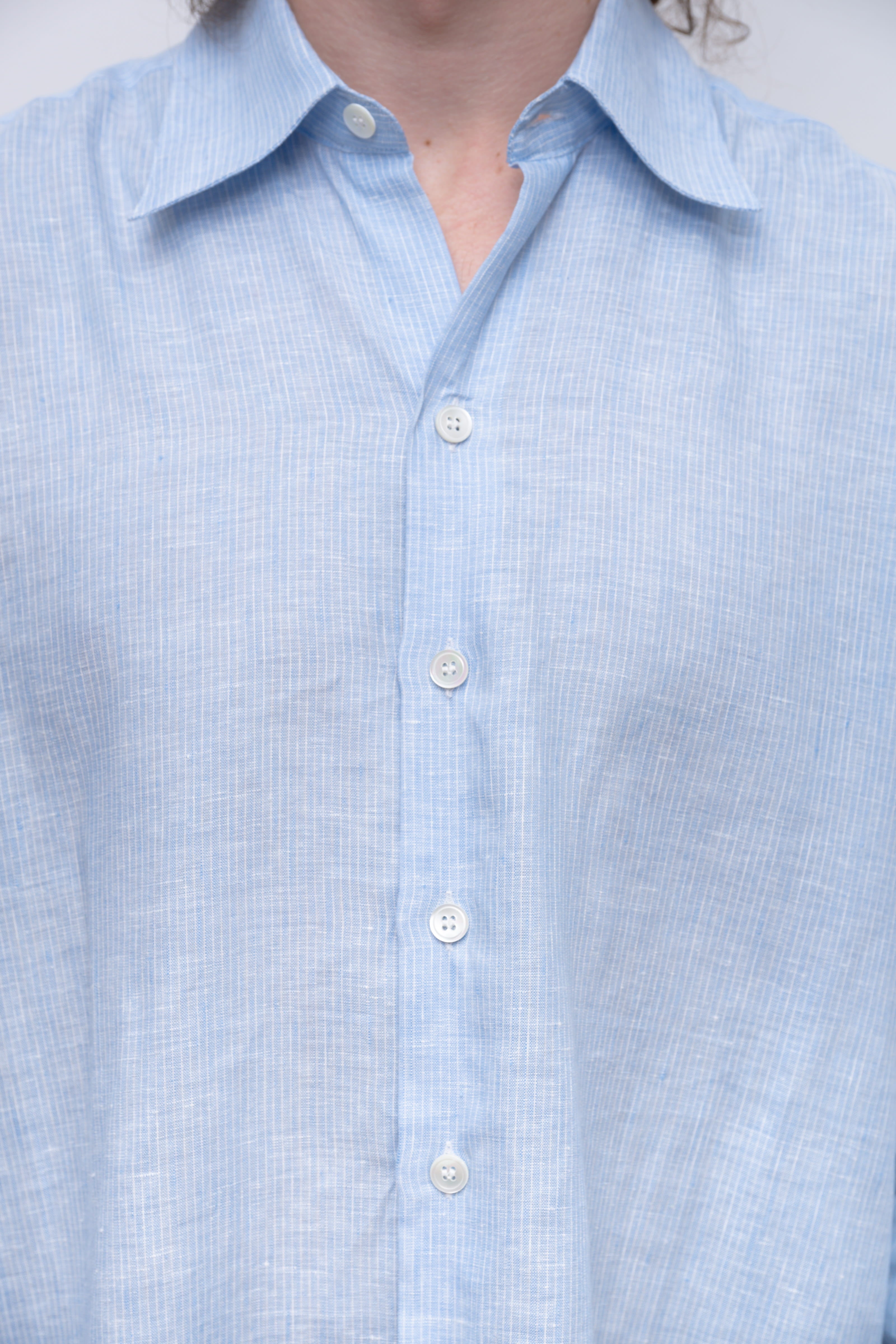 LIGHT BLUE WHITE STRIPES NORMAL SHIRT