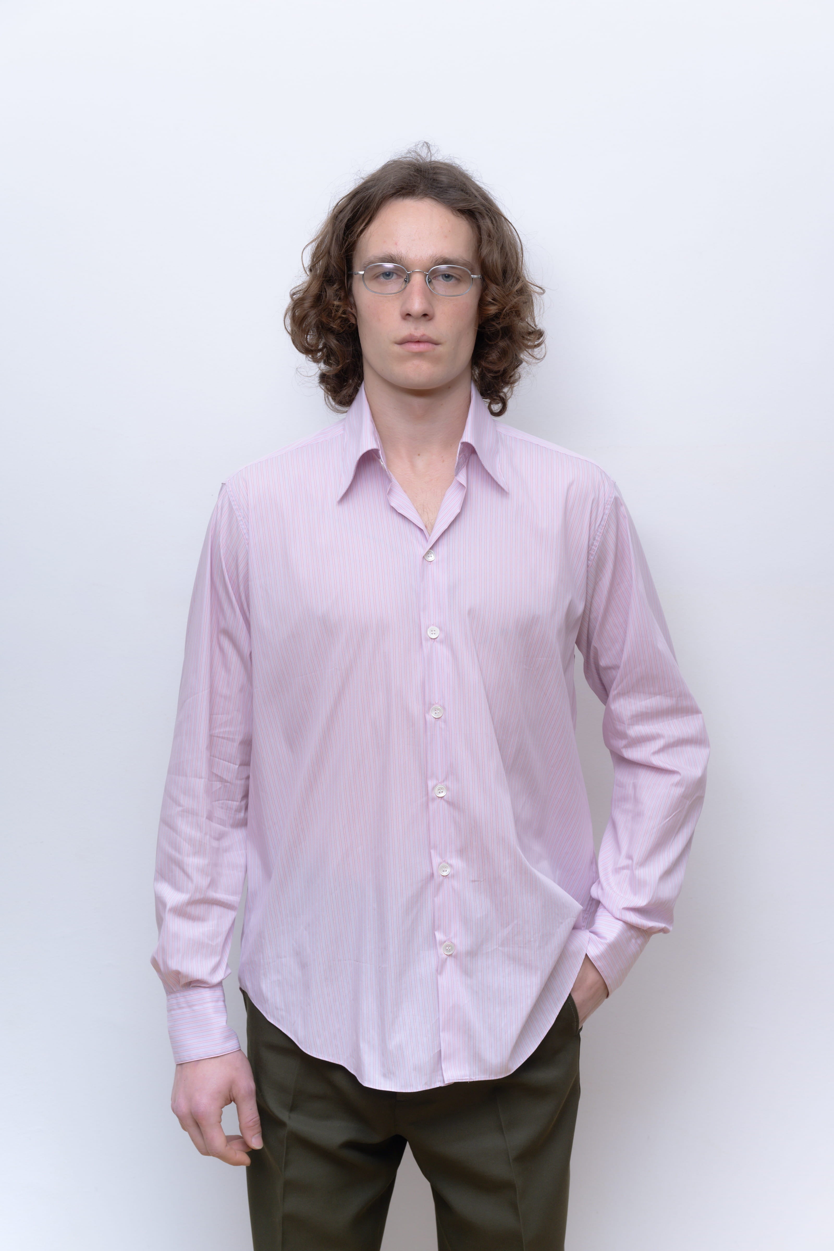 PINK PINK STRIPES NORMAL SHIRT