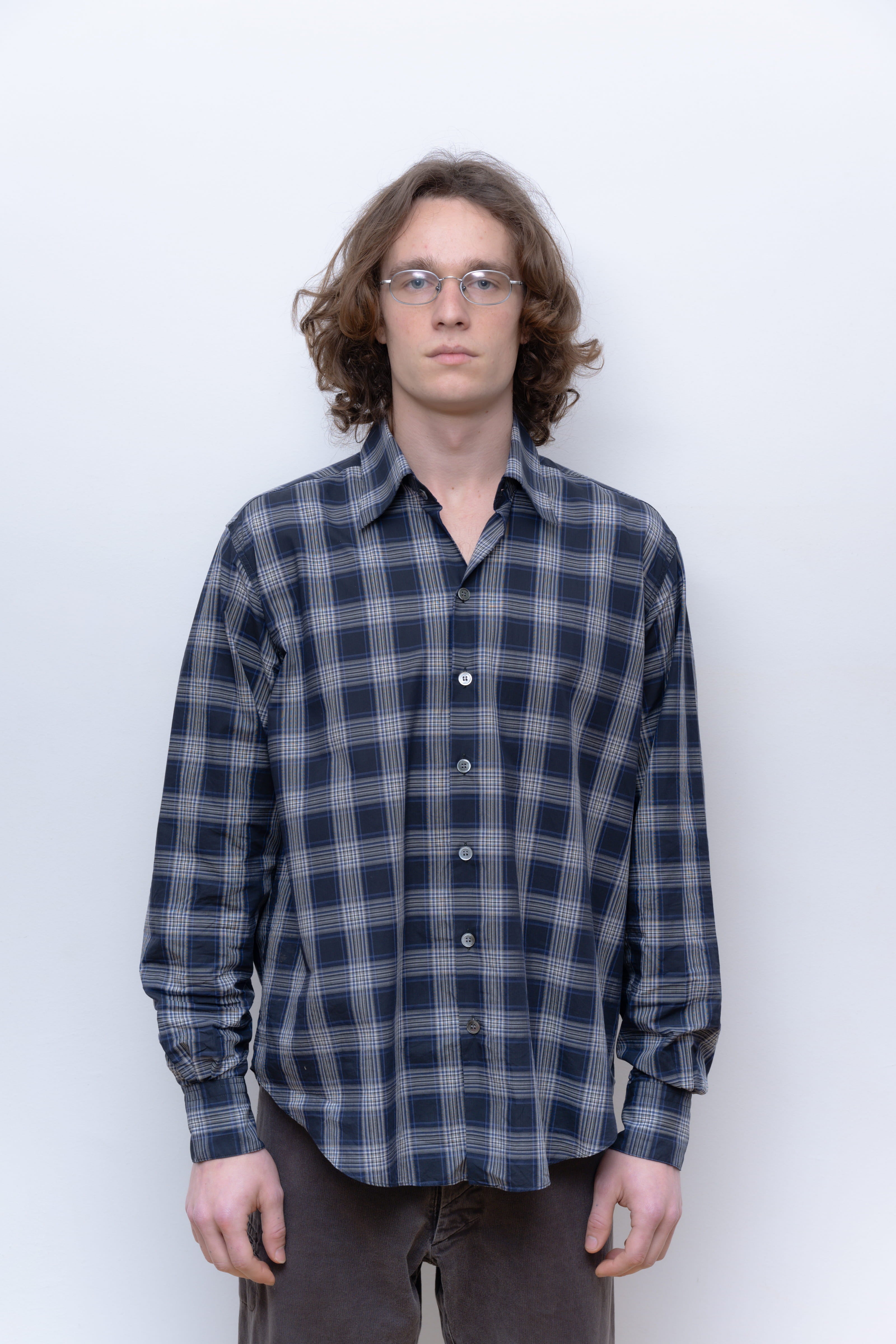 NAVY BLUE/WHITE CHECKS NORMAL SHIRT