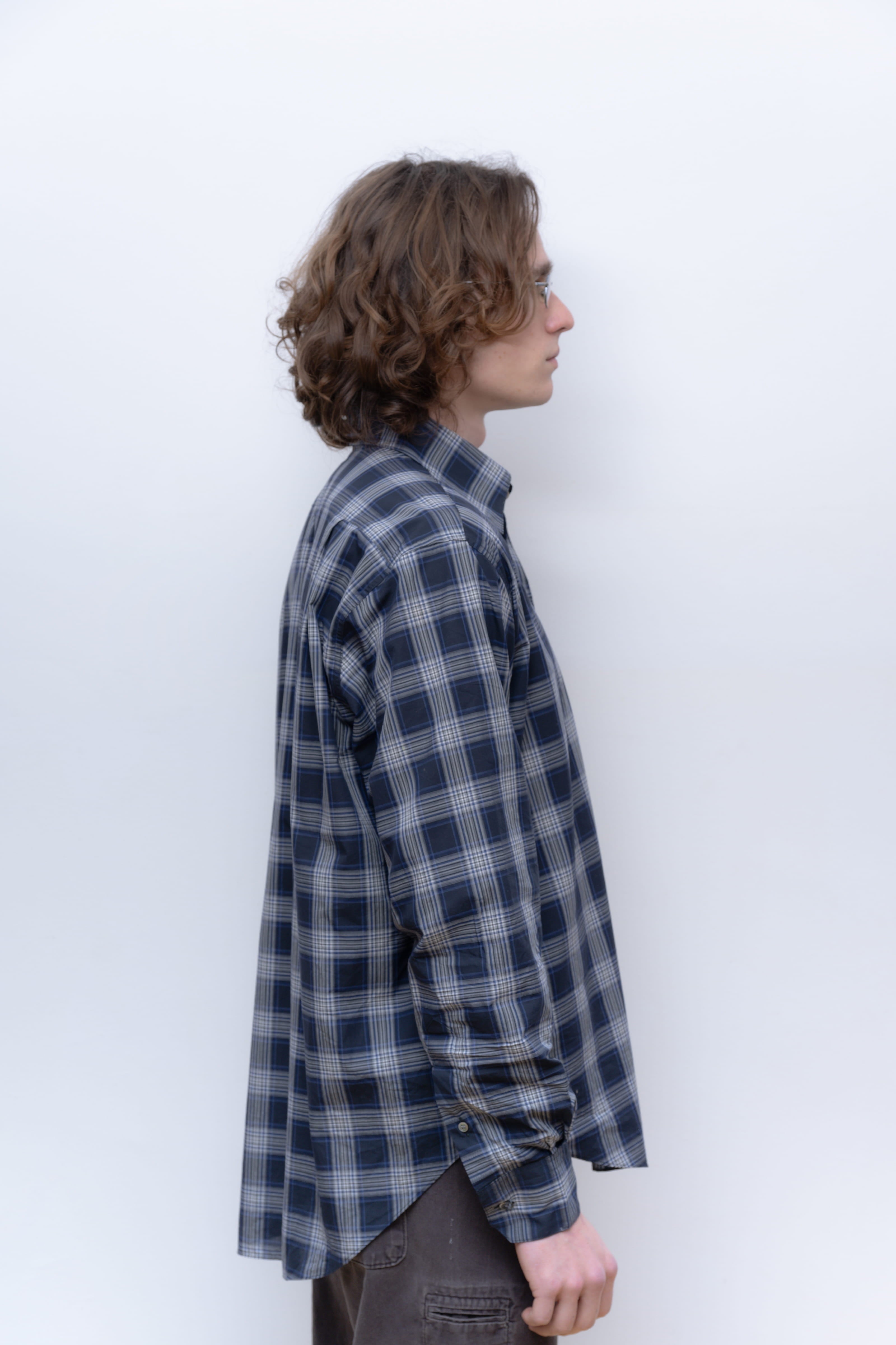 NAVY BLUE/WHITE CHECKS NORMAL SHIRT
