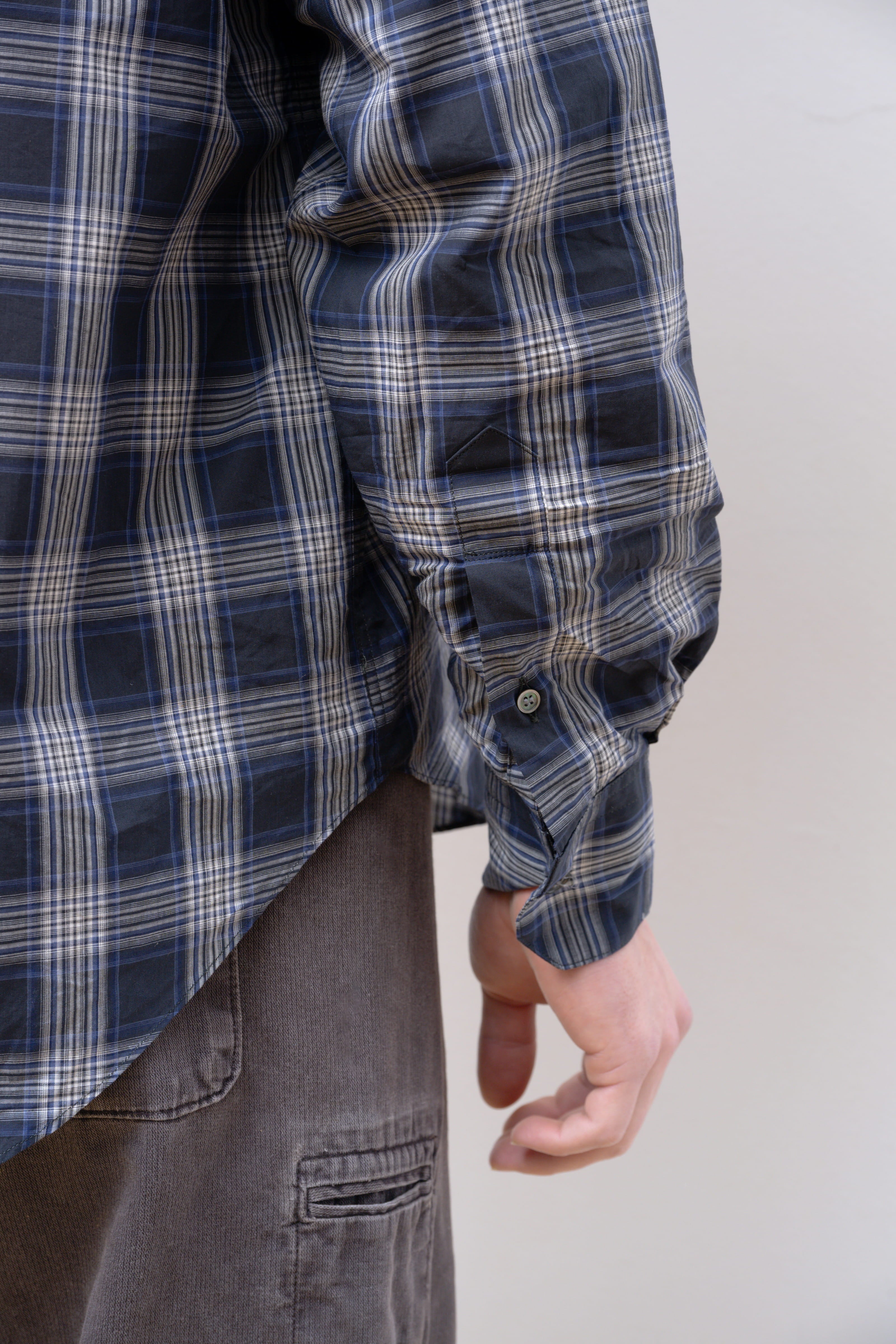NAVY BLUE/WHITE CHECKS NORMAL SHIRT