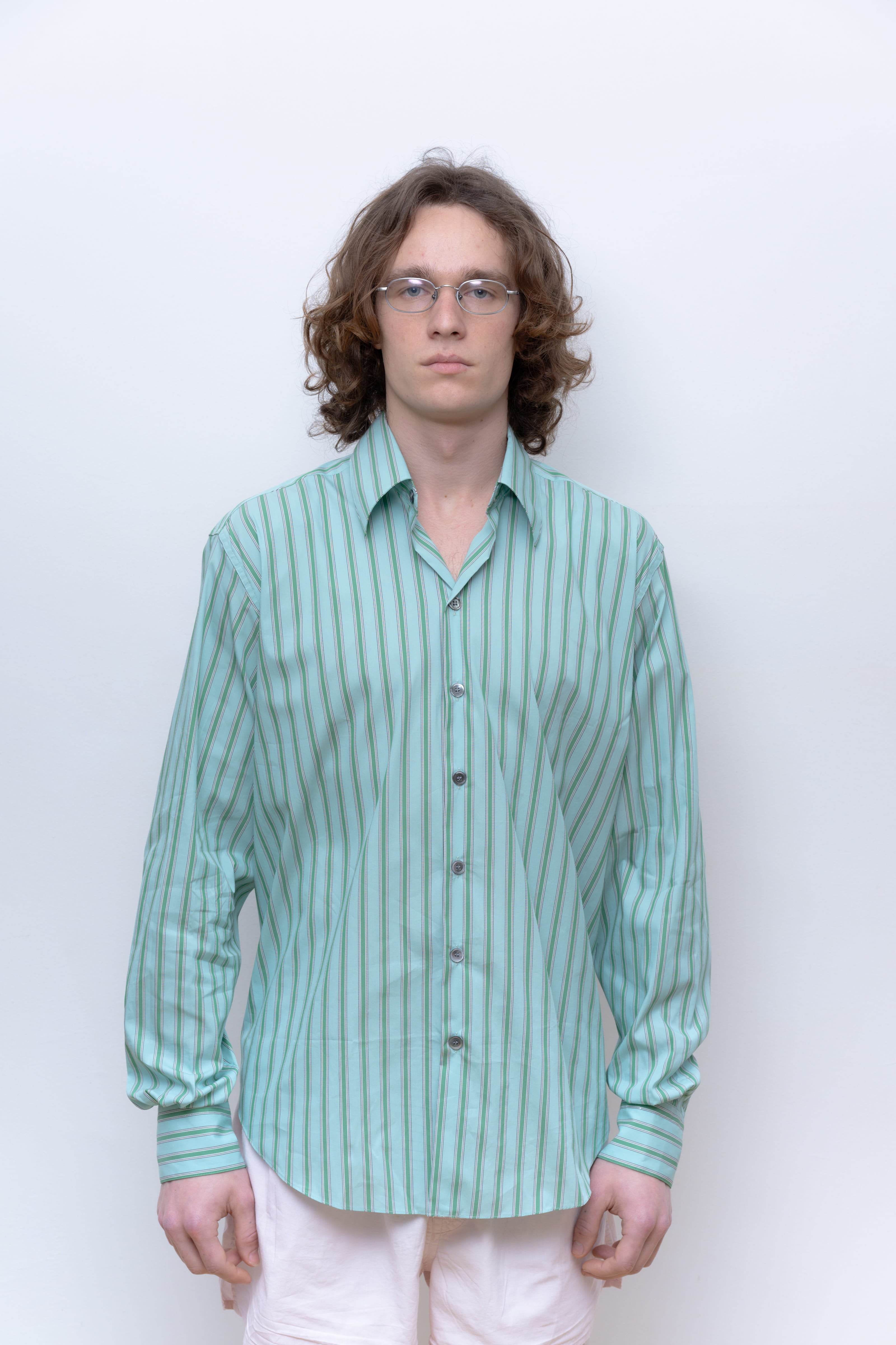 GREEN GREEN STRIPES NORMAL SHIRT