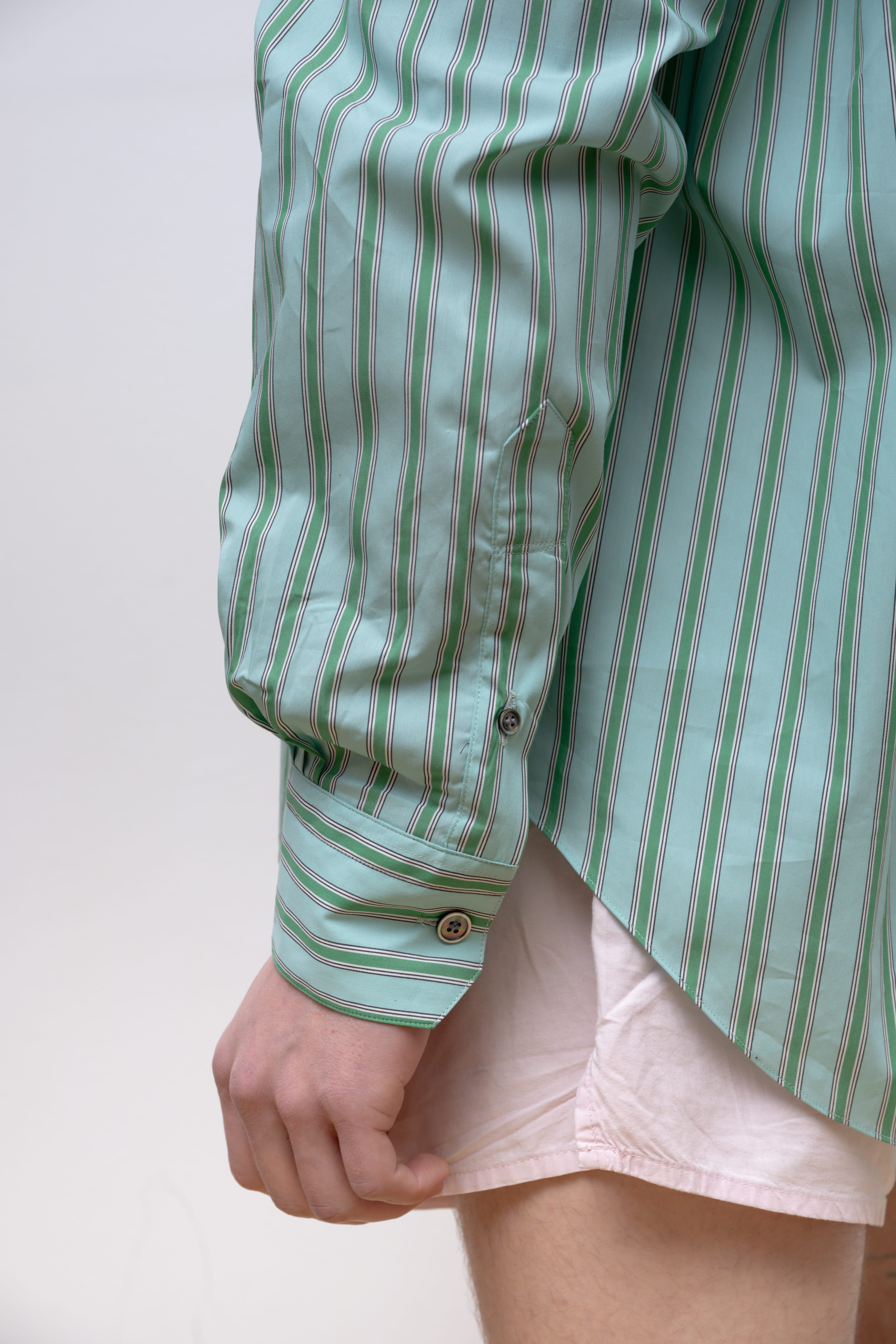 GREEN GREEN STRIPES NORMAL SHIRT