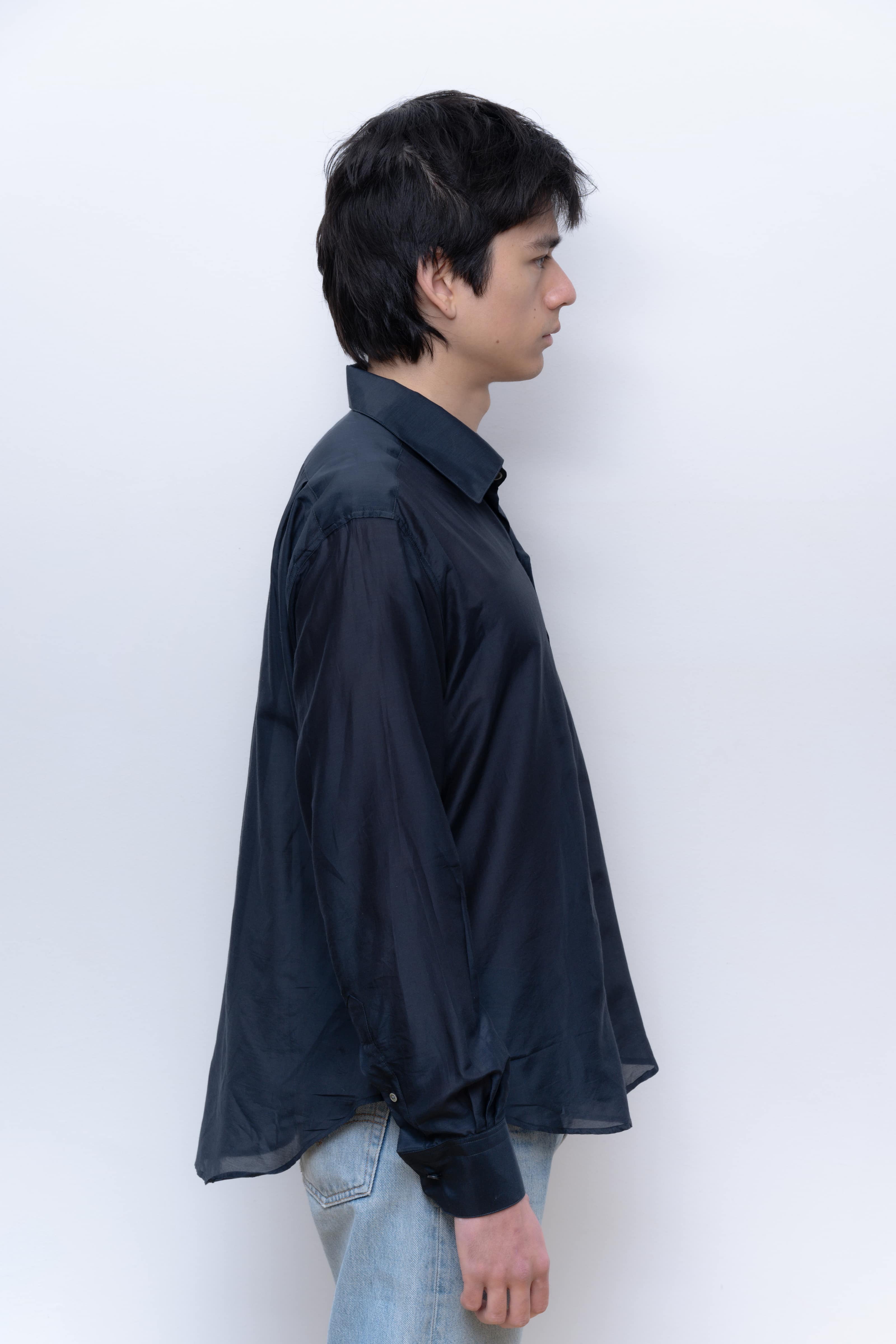 navy silk/cotton normal shirt