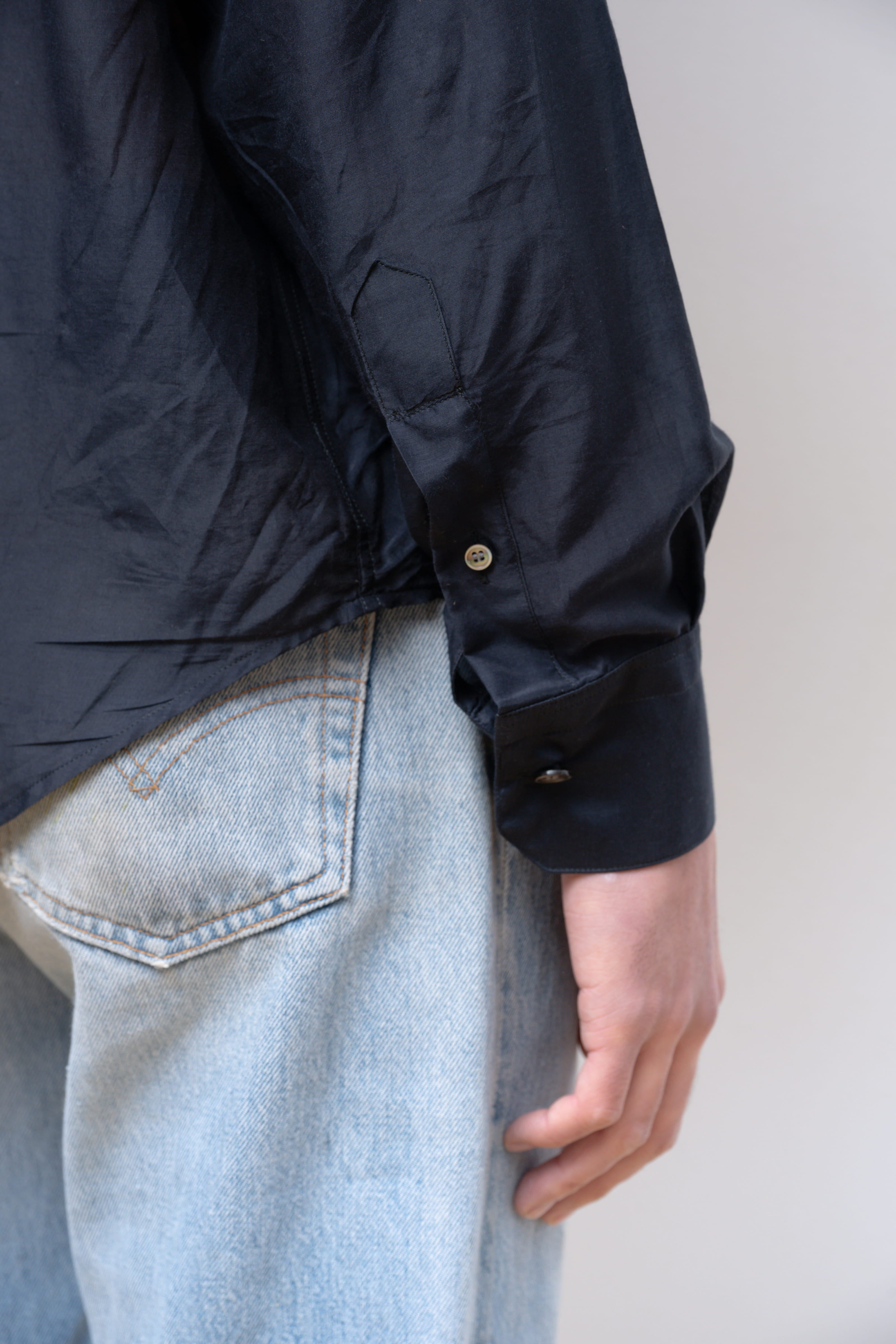 navy silk/cotton normal shirt