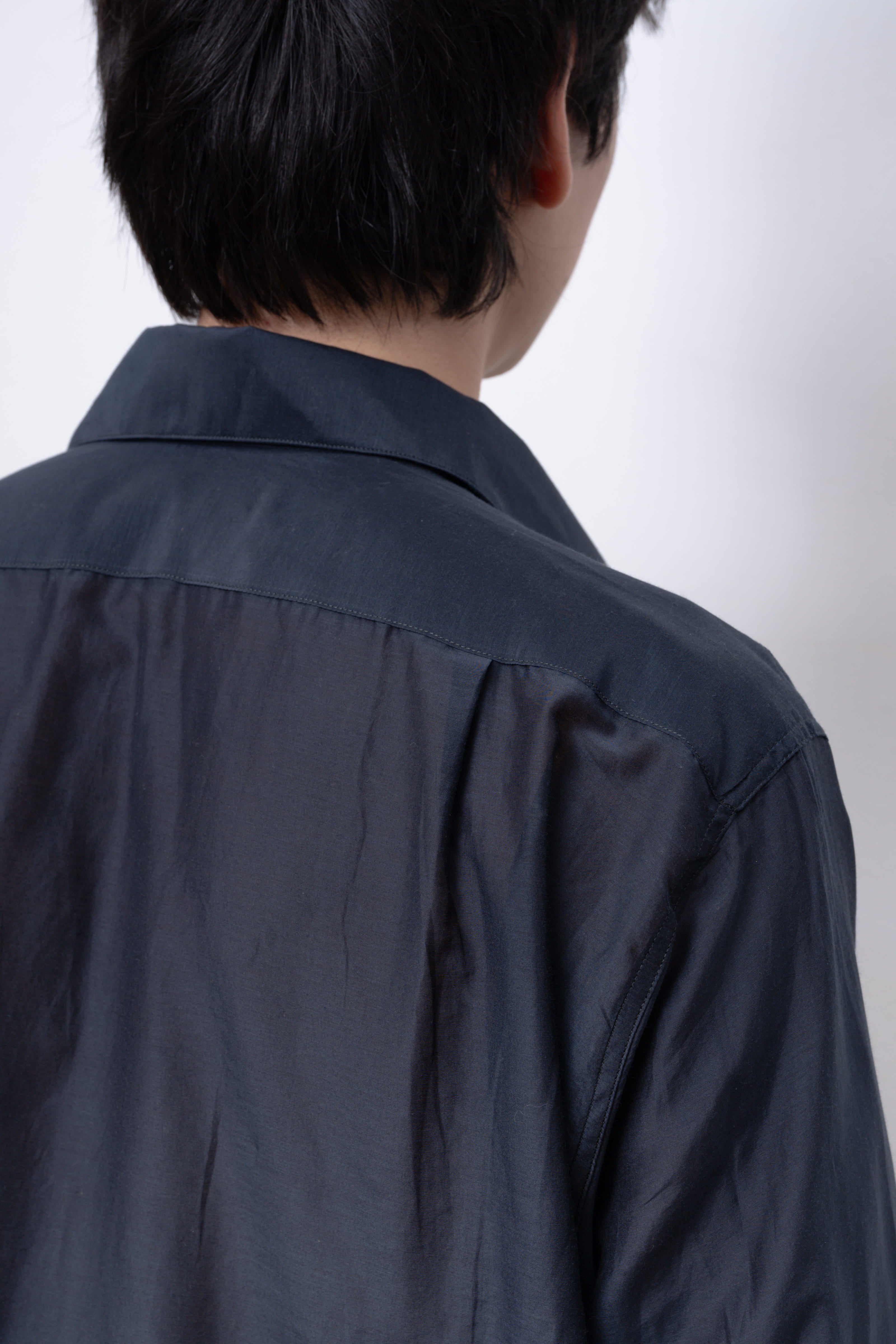 navy silk/cotton normal shirt