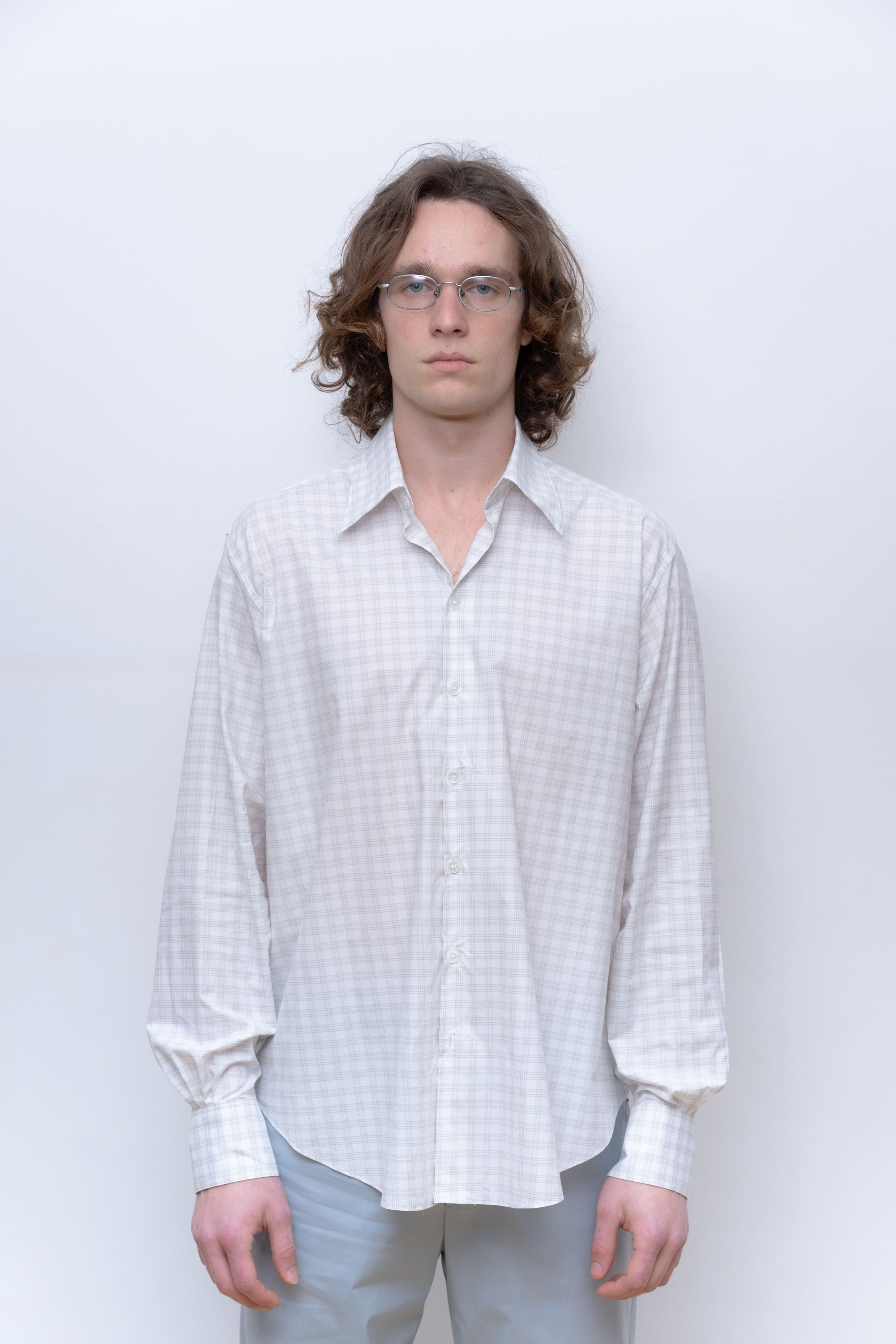 WHITE GREY CHECKS NORMAL SHIRT