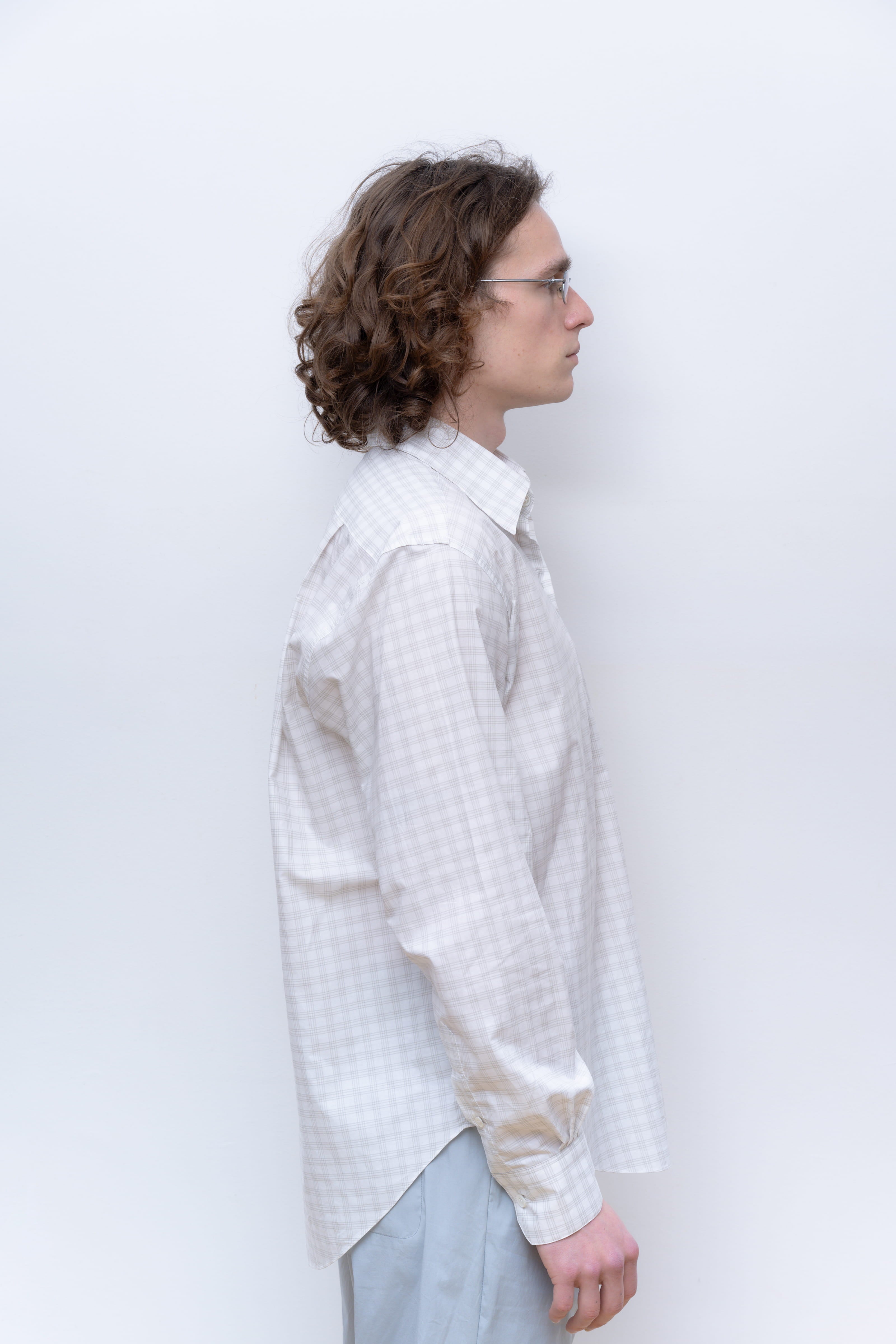 WHITE GREY CHECKS NORMAL SHIRT