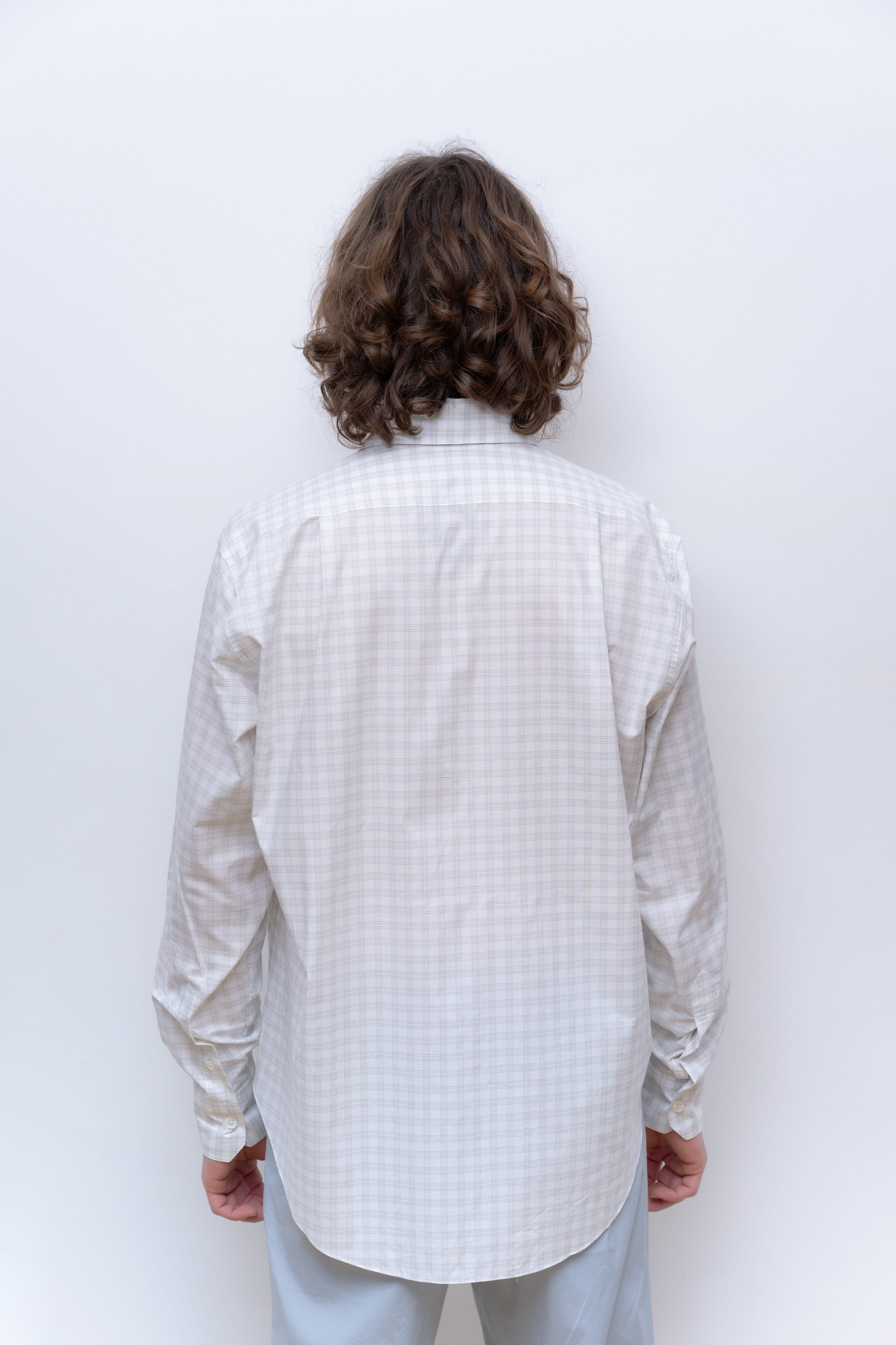 WHITE GREY CHECKS NORMAL SHIRT