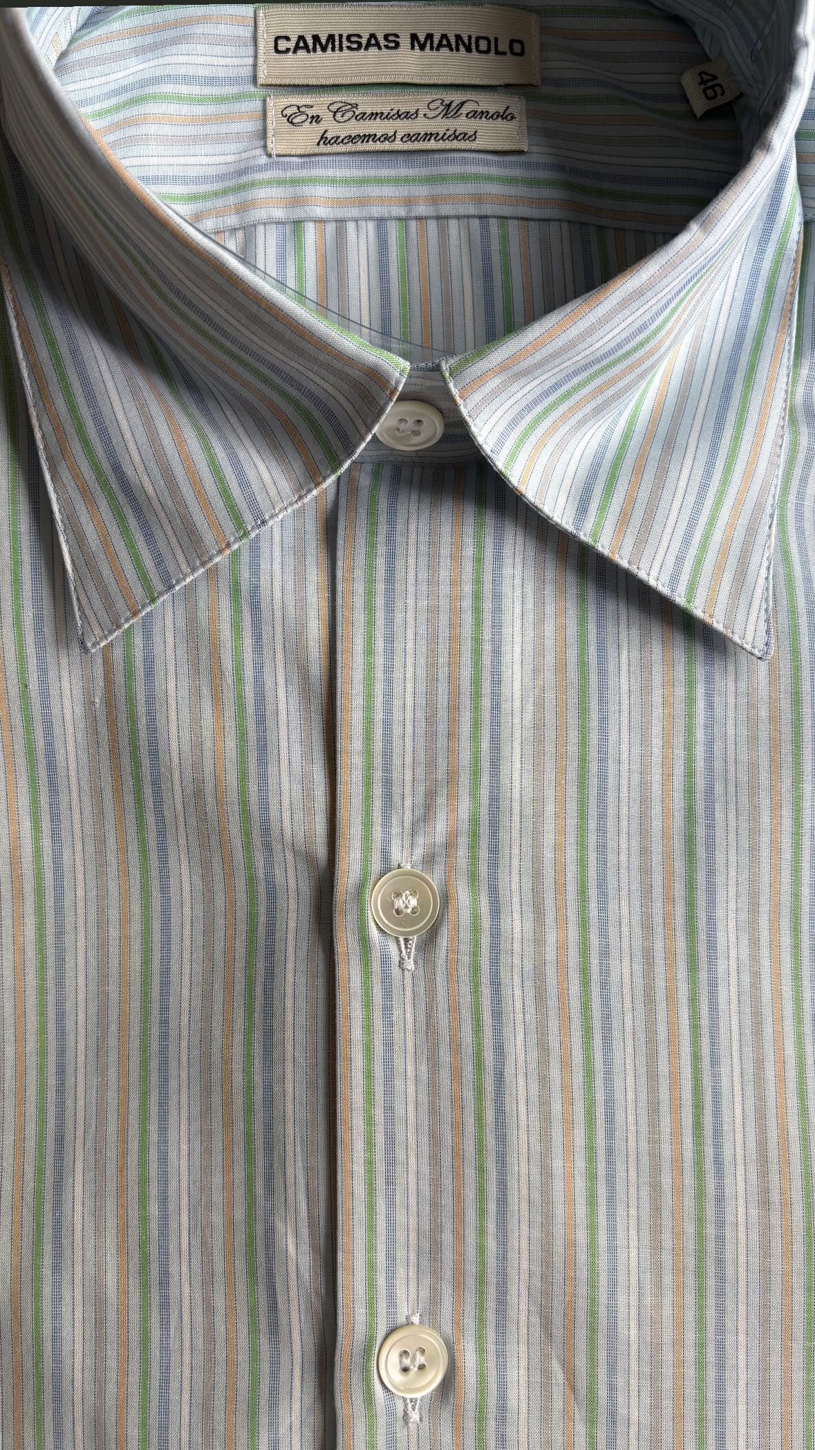 blue green/brown stripes camisa shirt