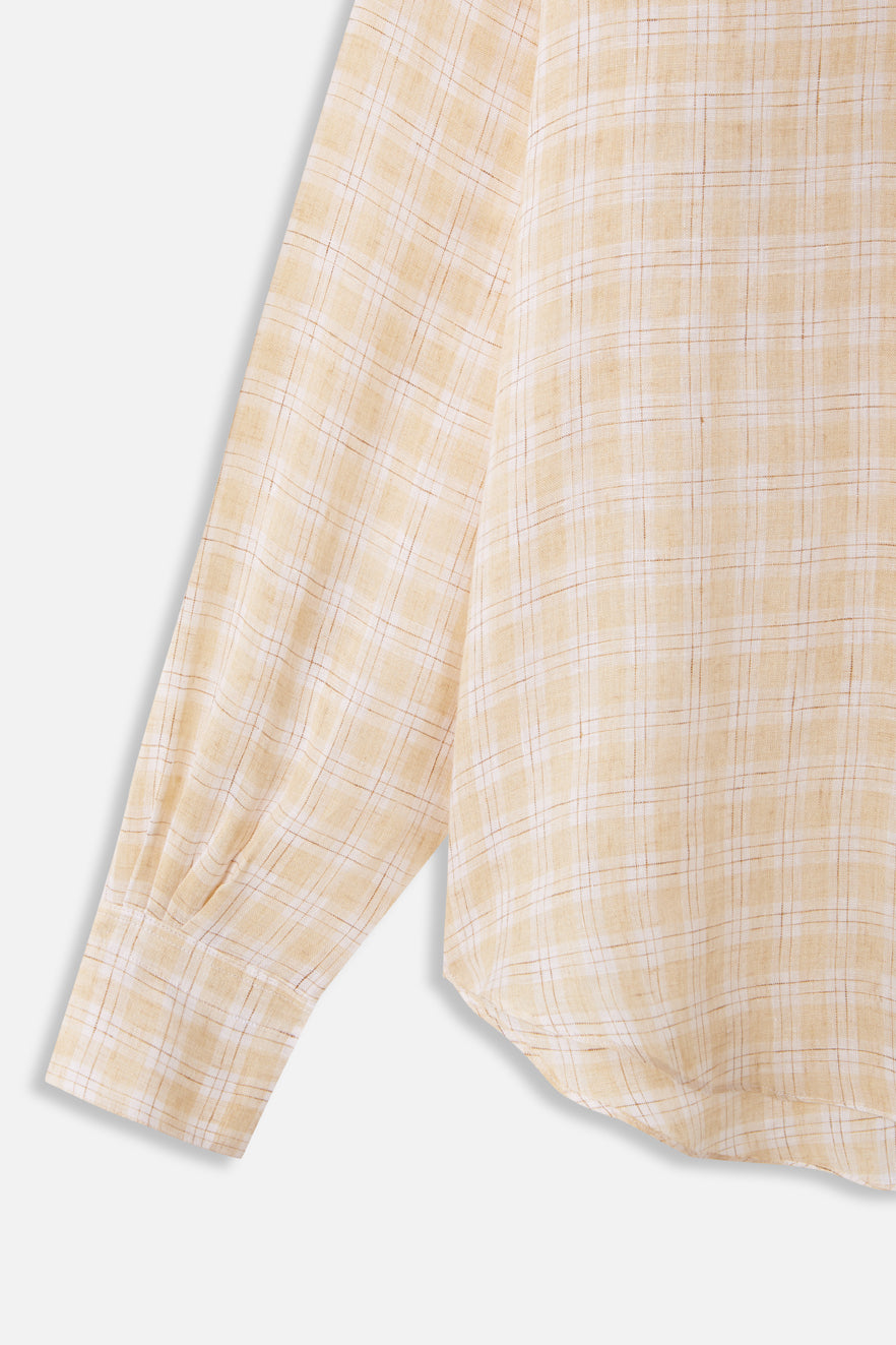 WHITE YELLOW CHECKS NORMAL SHIRT