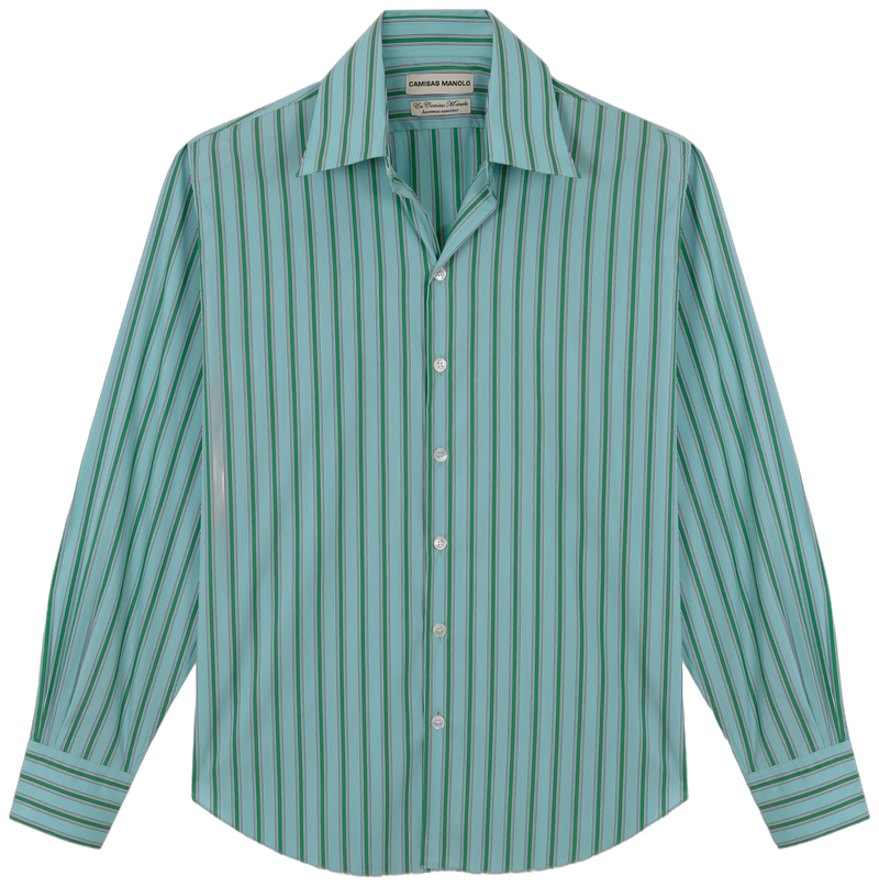 GREEN GREEN STRIPES NORMAL SHIRT
