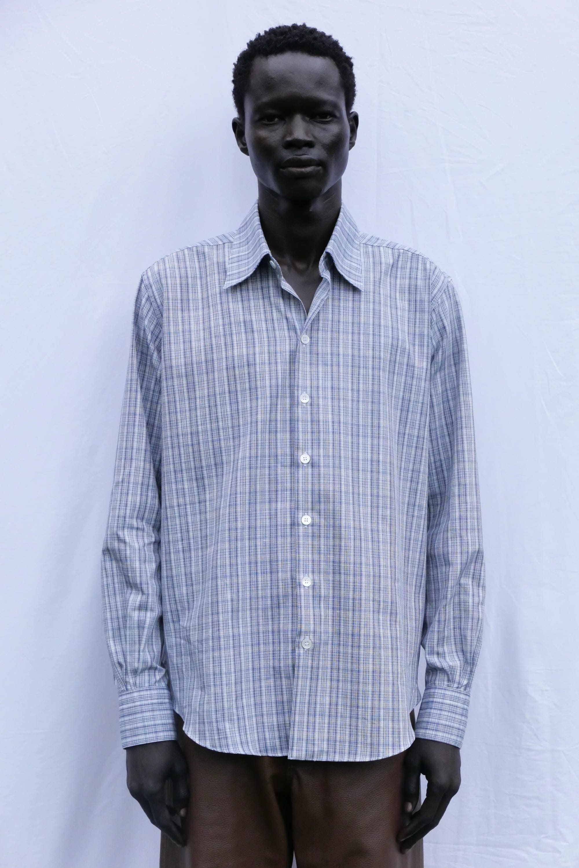 blue white multicheck normal shirt