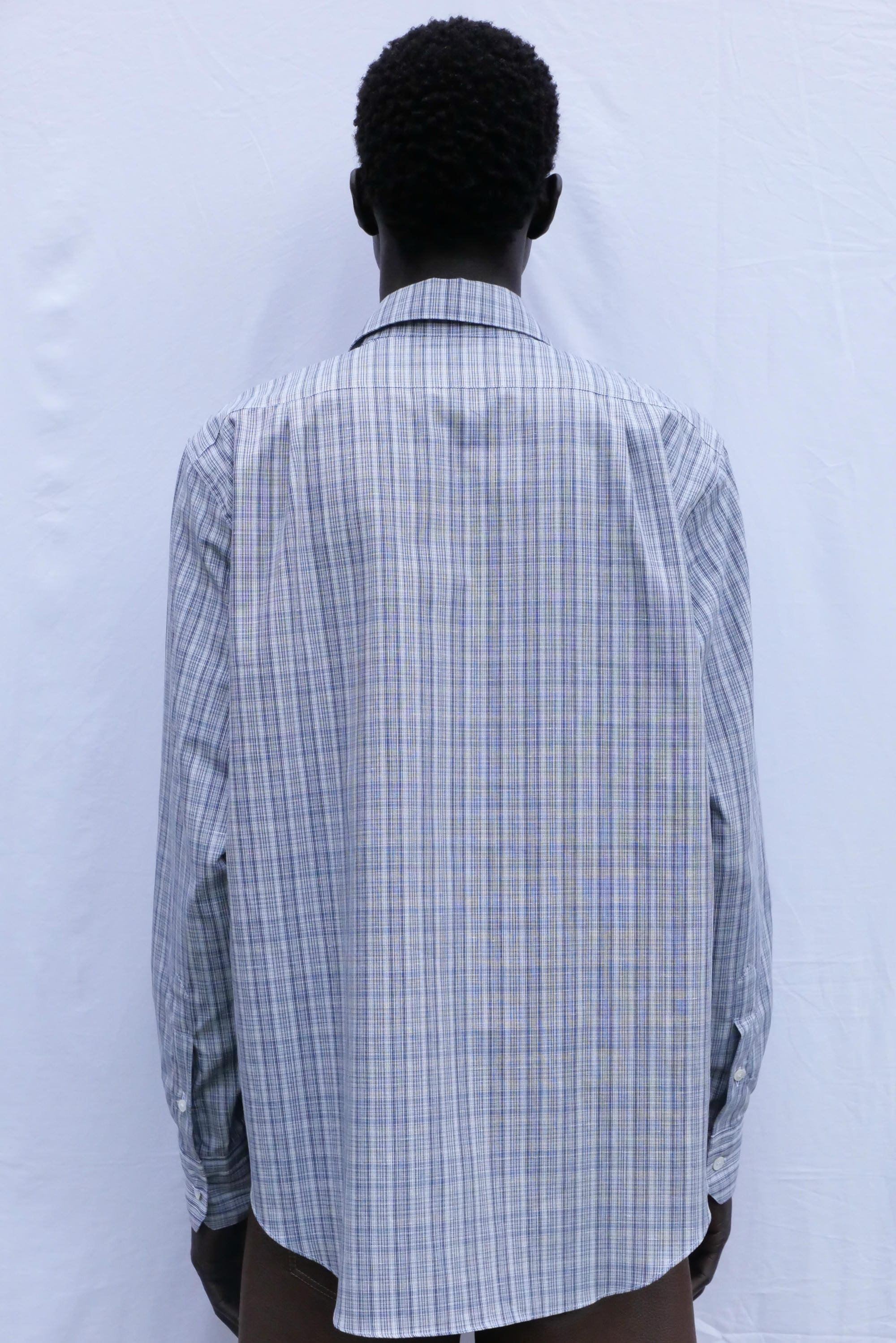 blue white multicheck normal shirt