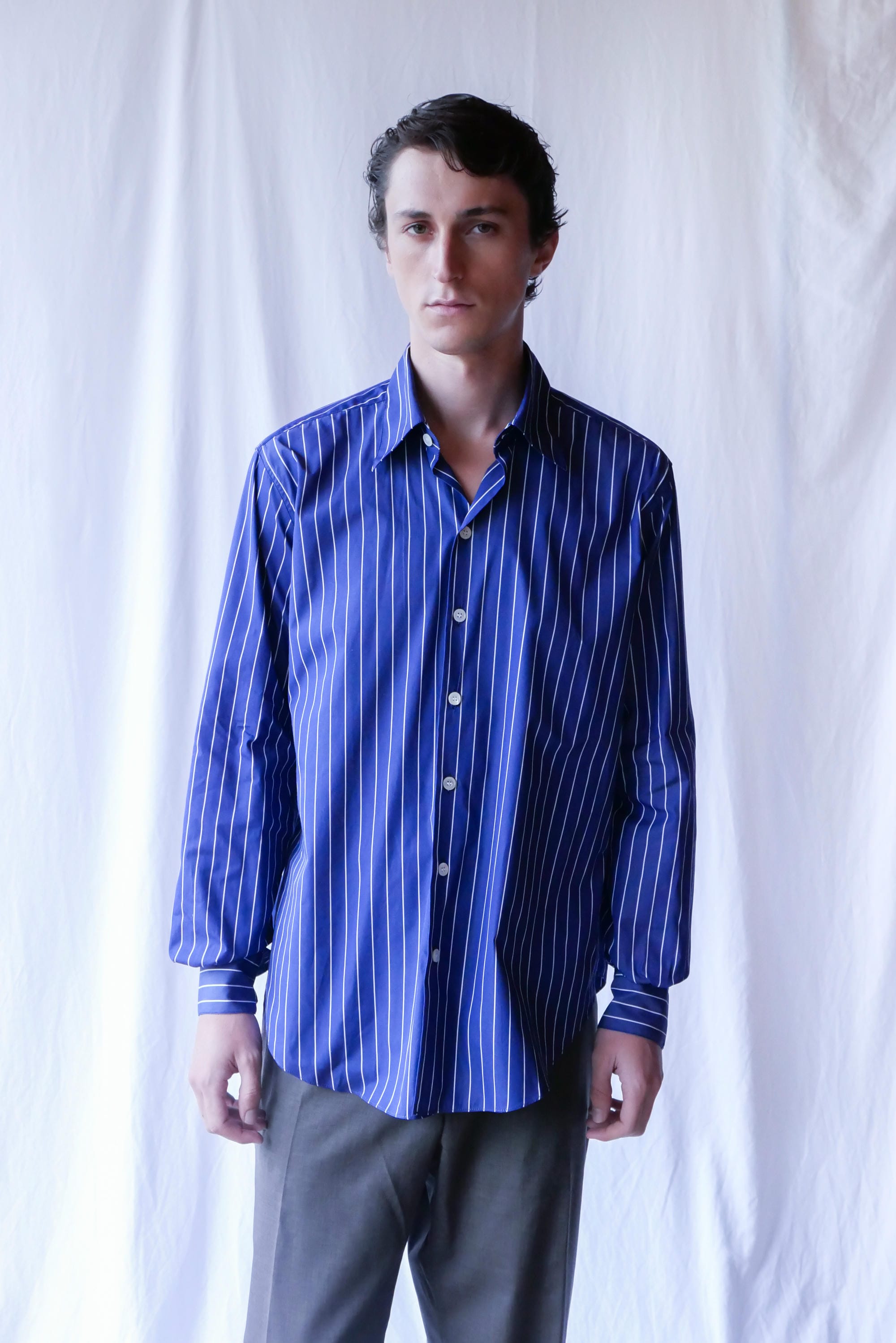 dark blue white stripes normal shirt