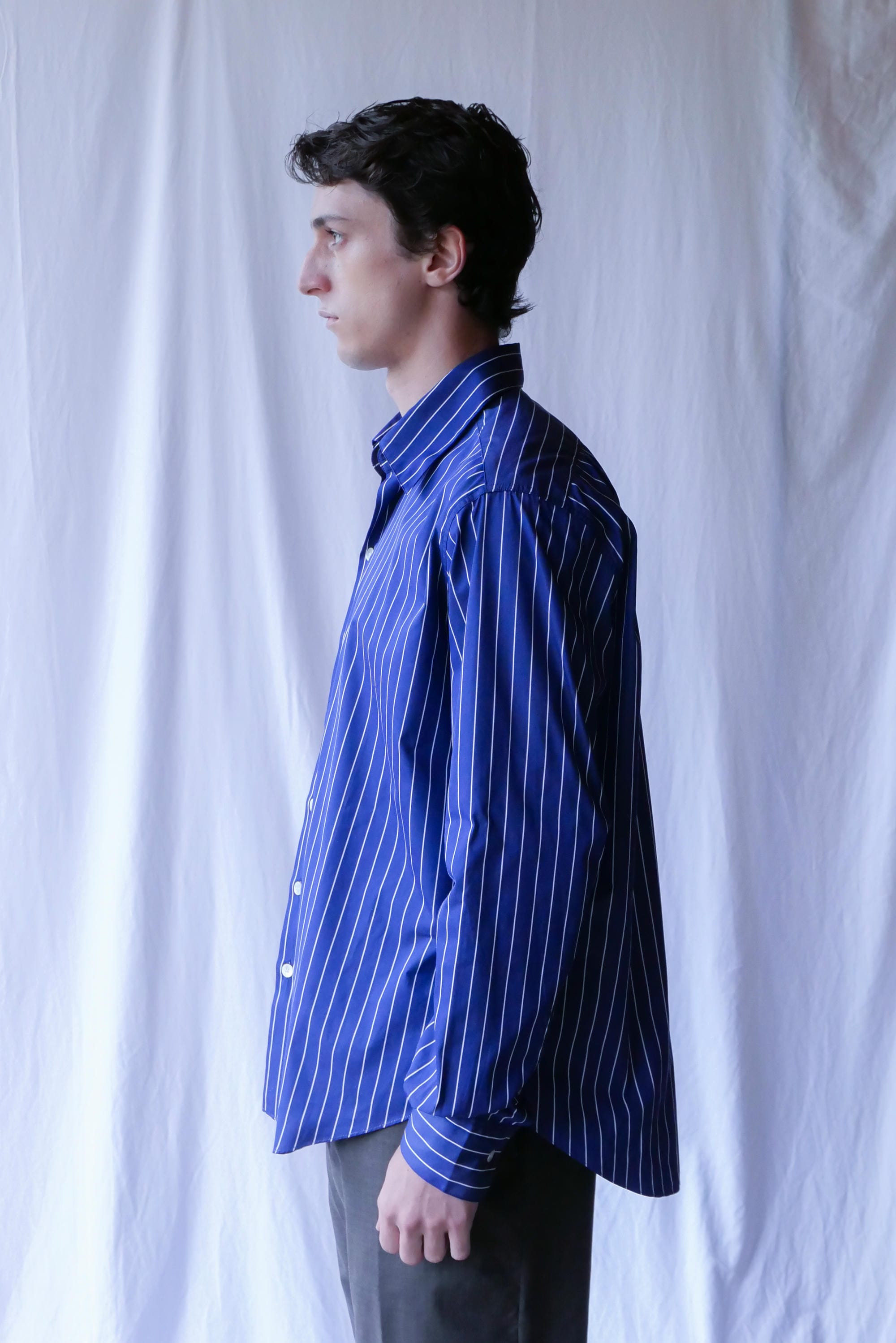 dark blue white stripes normal shirt