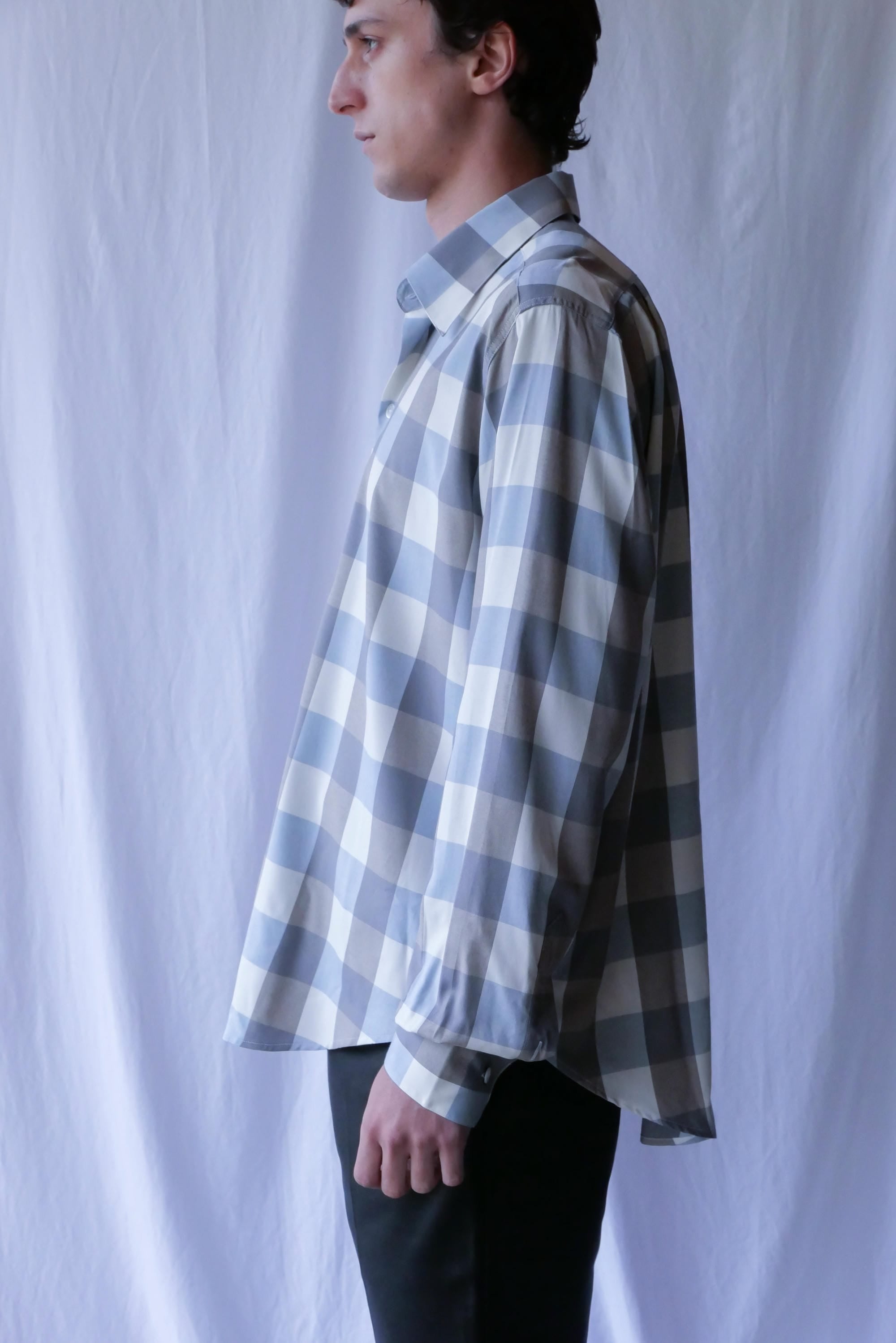 brown/bue/white checks normal shirt