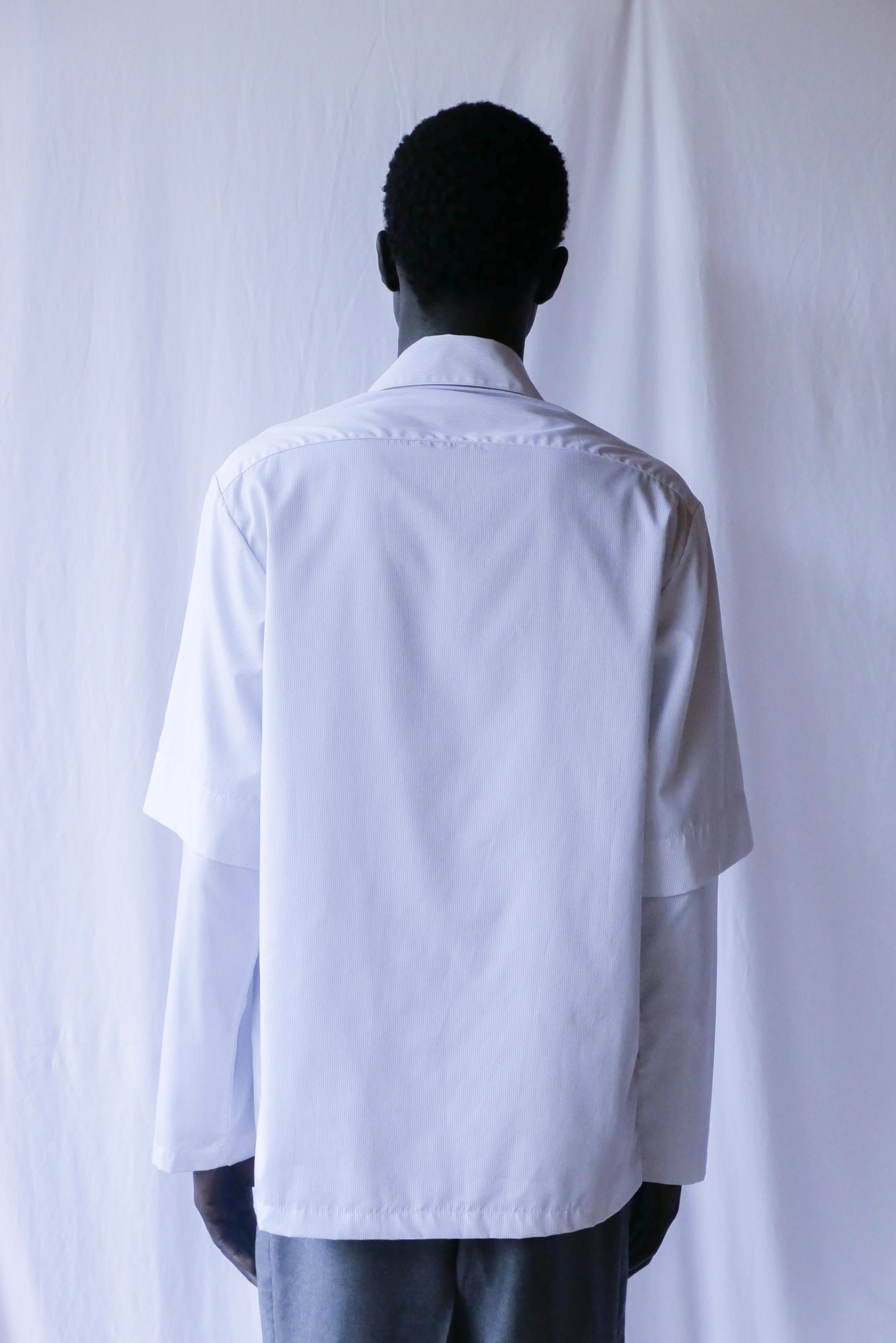 white black stripes double sleeve shirt