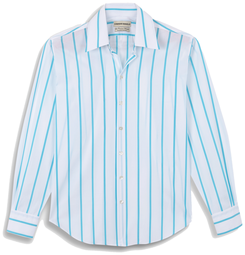 BLUE WIDE STRIPES NORMAL SHIRT