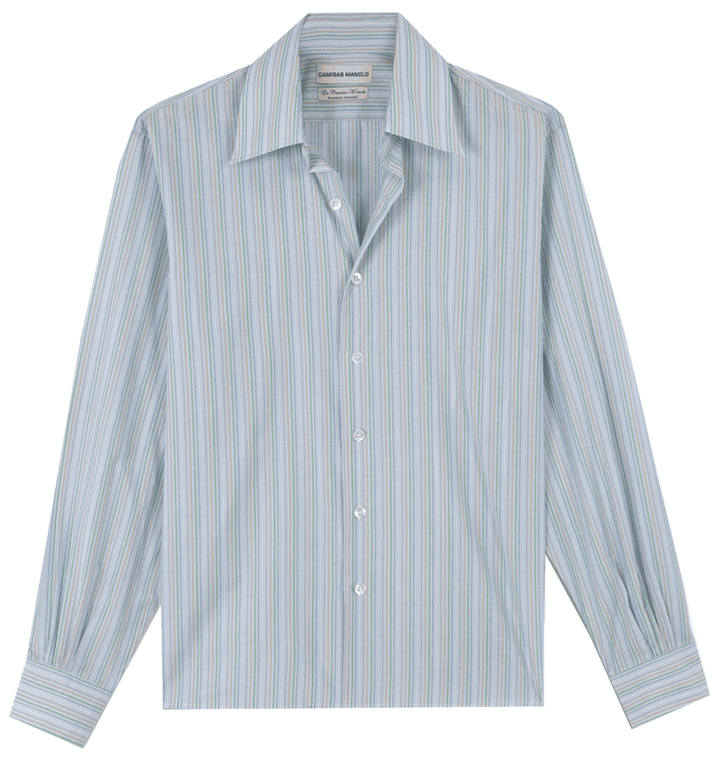 blue green/brown stripes camisa shirt