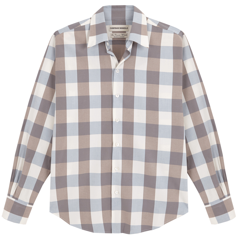 brown/bue/white checks normal shirt