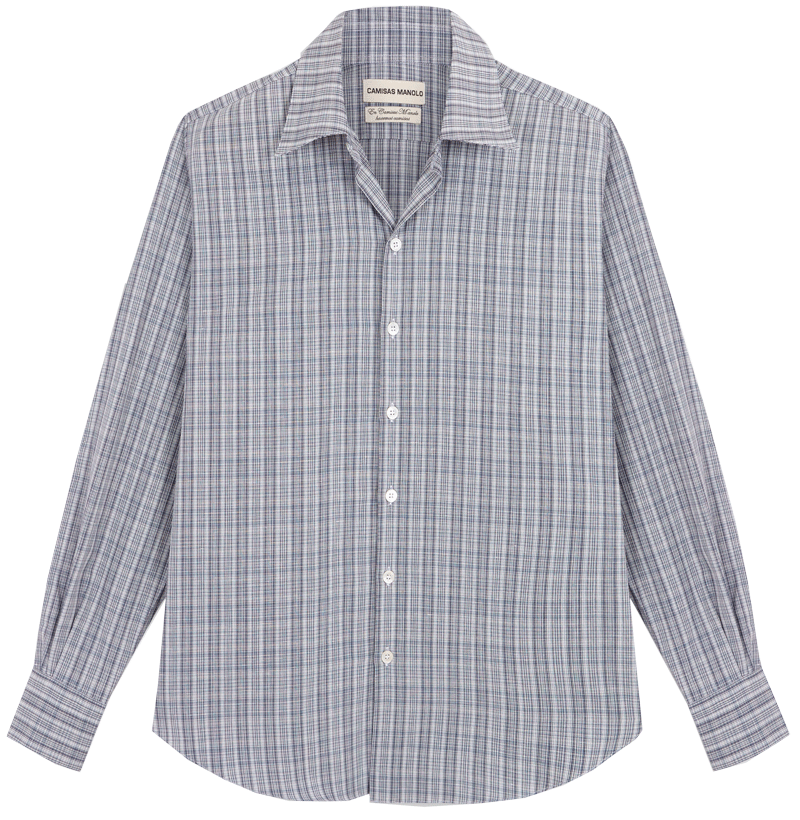 blue white multicheck normal shirt