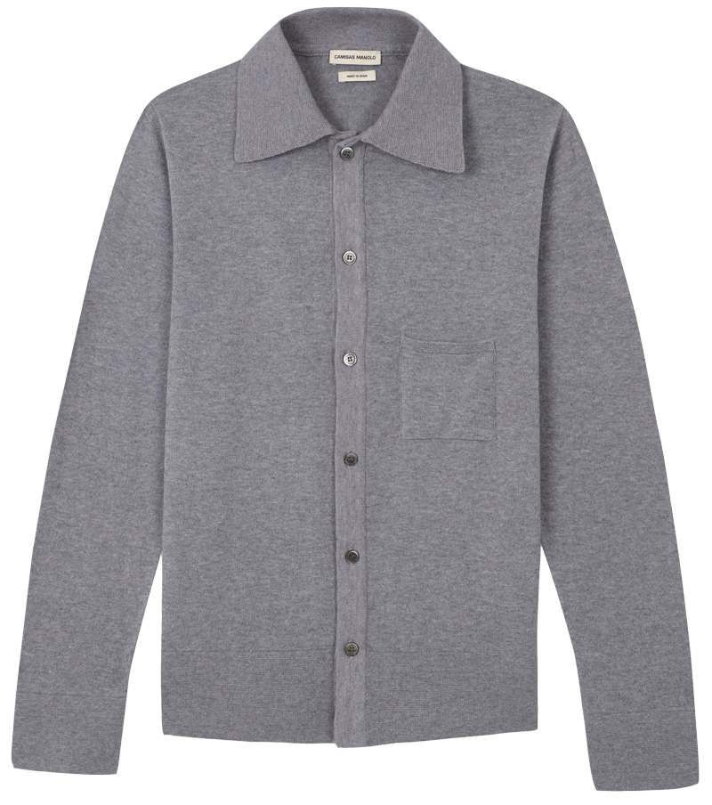 grey knitted shirt