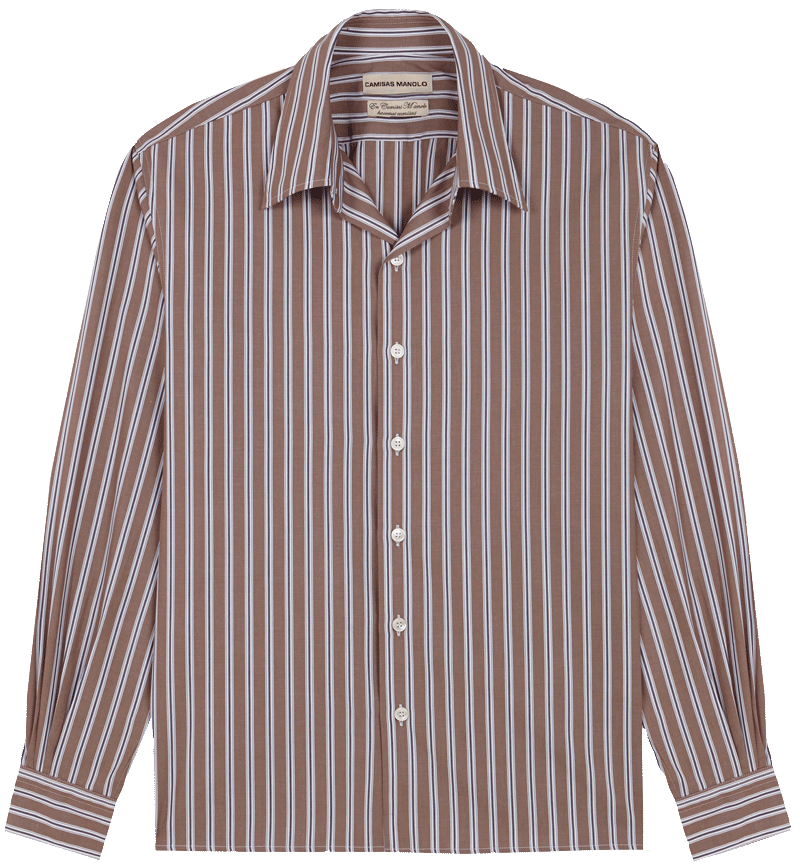 brown white/black stripes camisa shirt