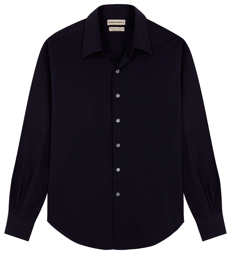 NAVY SEERSUCKER NORMAL SHIRT