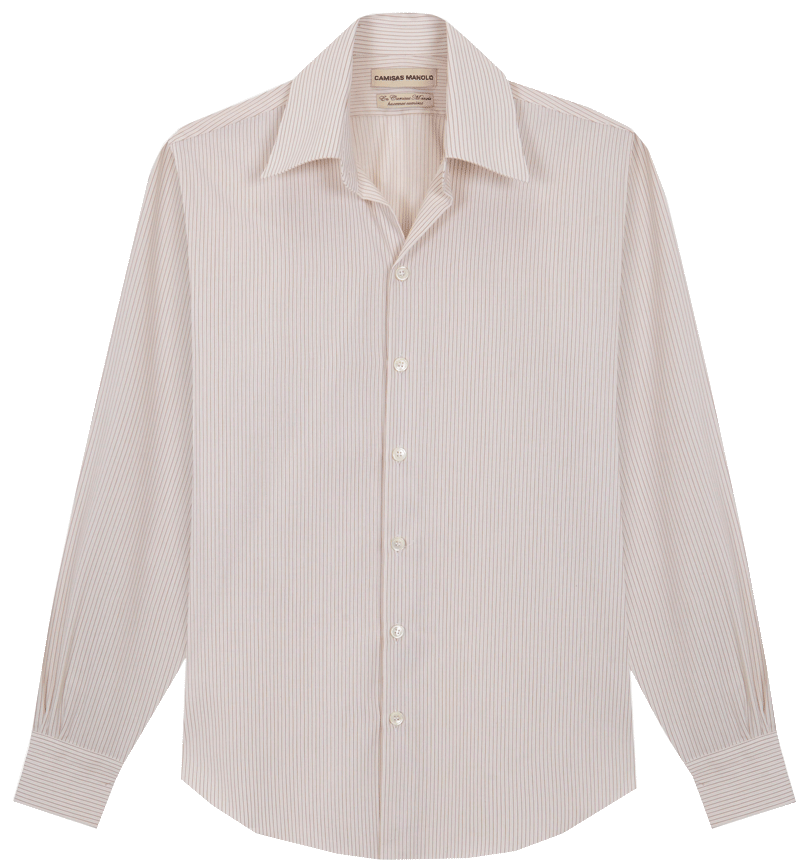 WHITE OCHER STRIPES NORMAL SHIRT